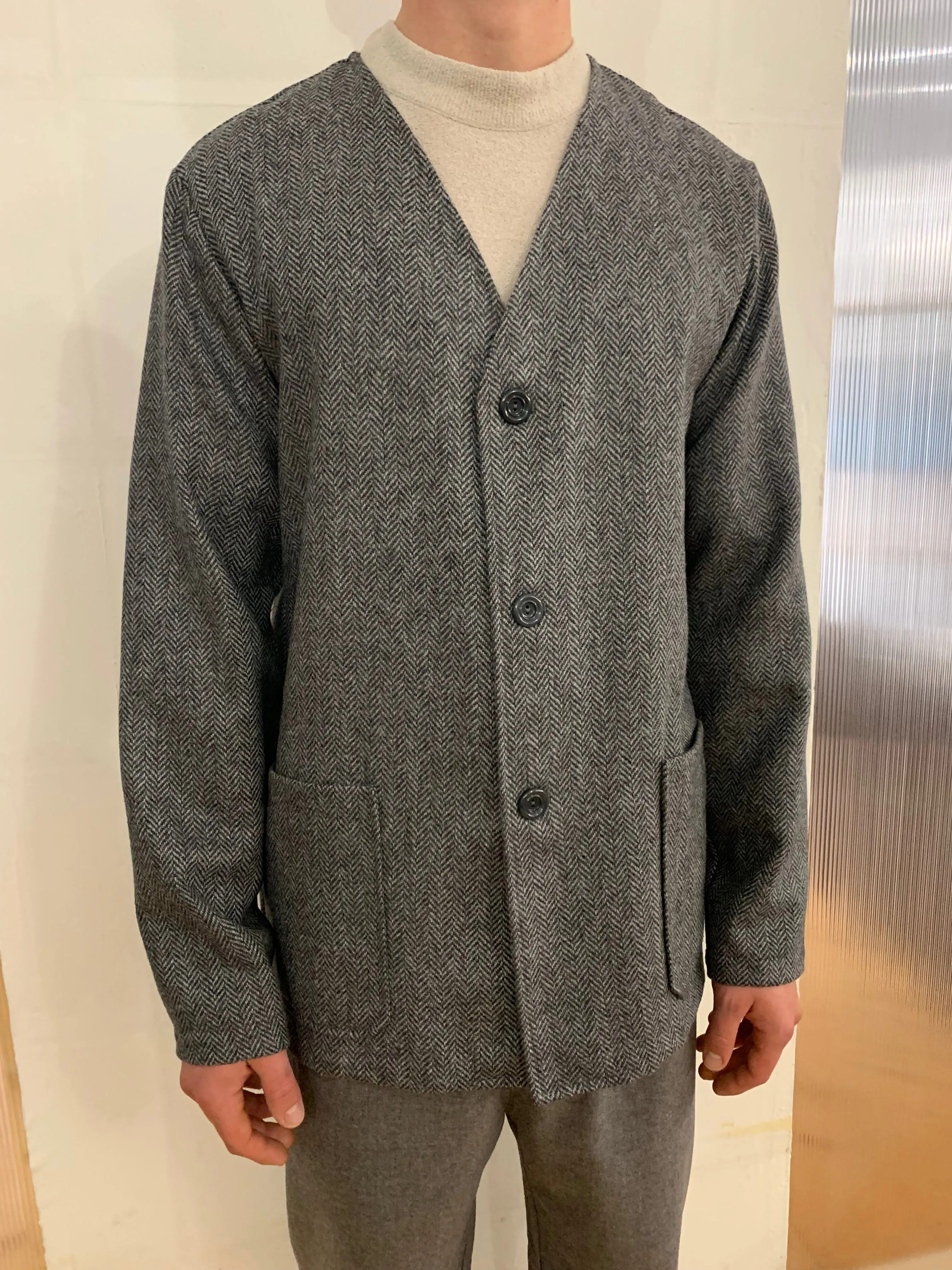 KINGSTONE - SMART JACKET - Harringbone Grey Wool sold by Camo product image thumbnail 3