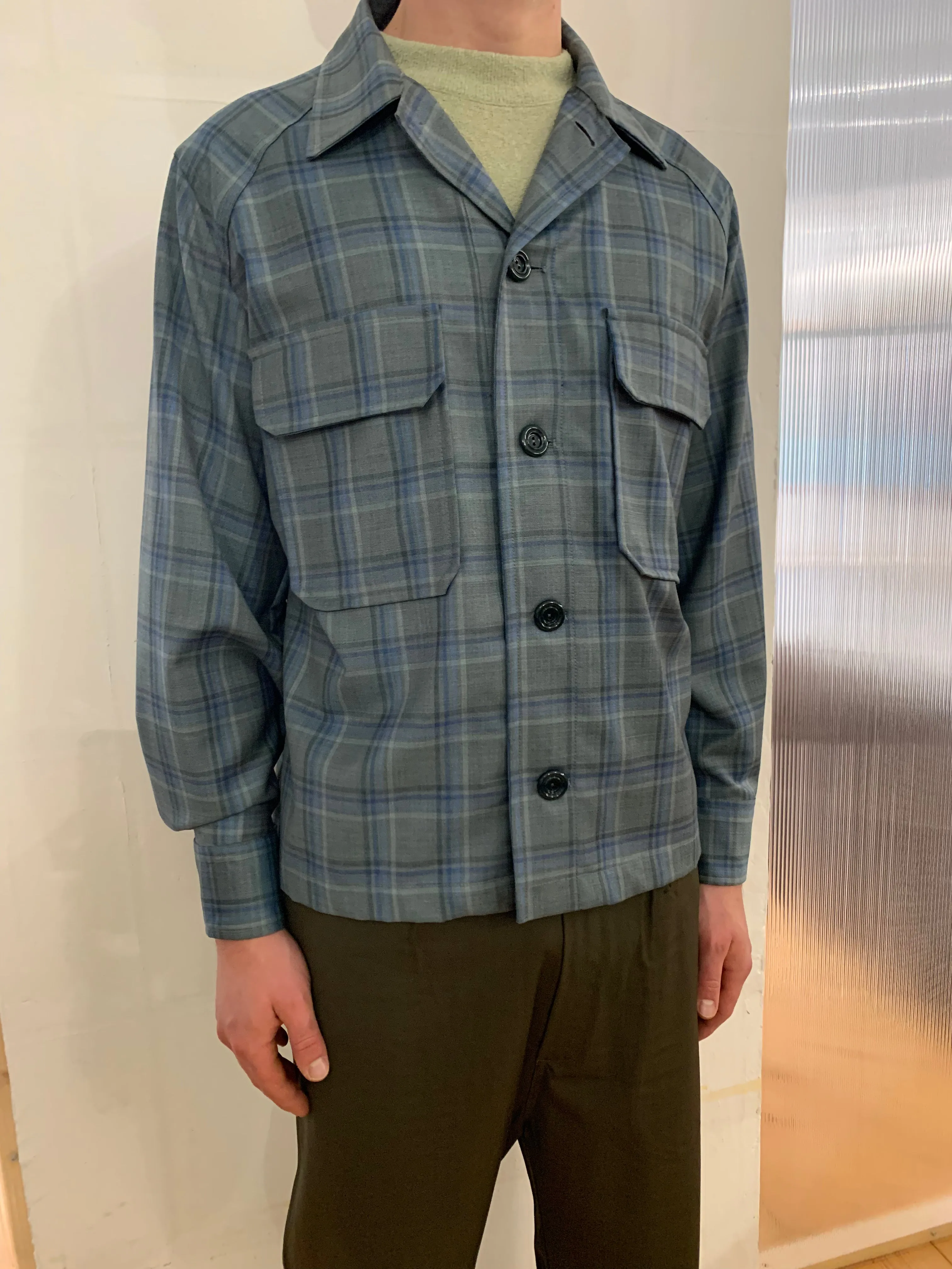 BALIO - JACKET SHIRT - Special Soft Wool Check Light Green sold by Camo product image thumbnail 3