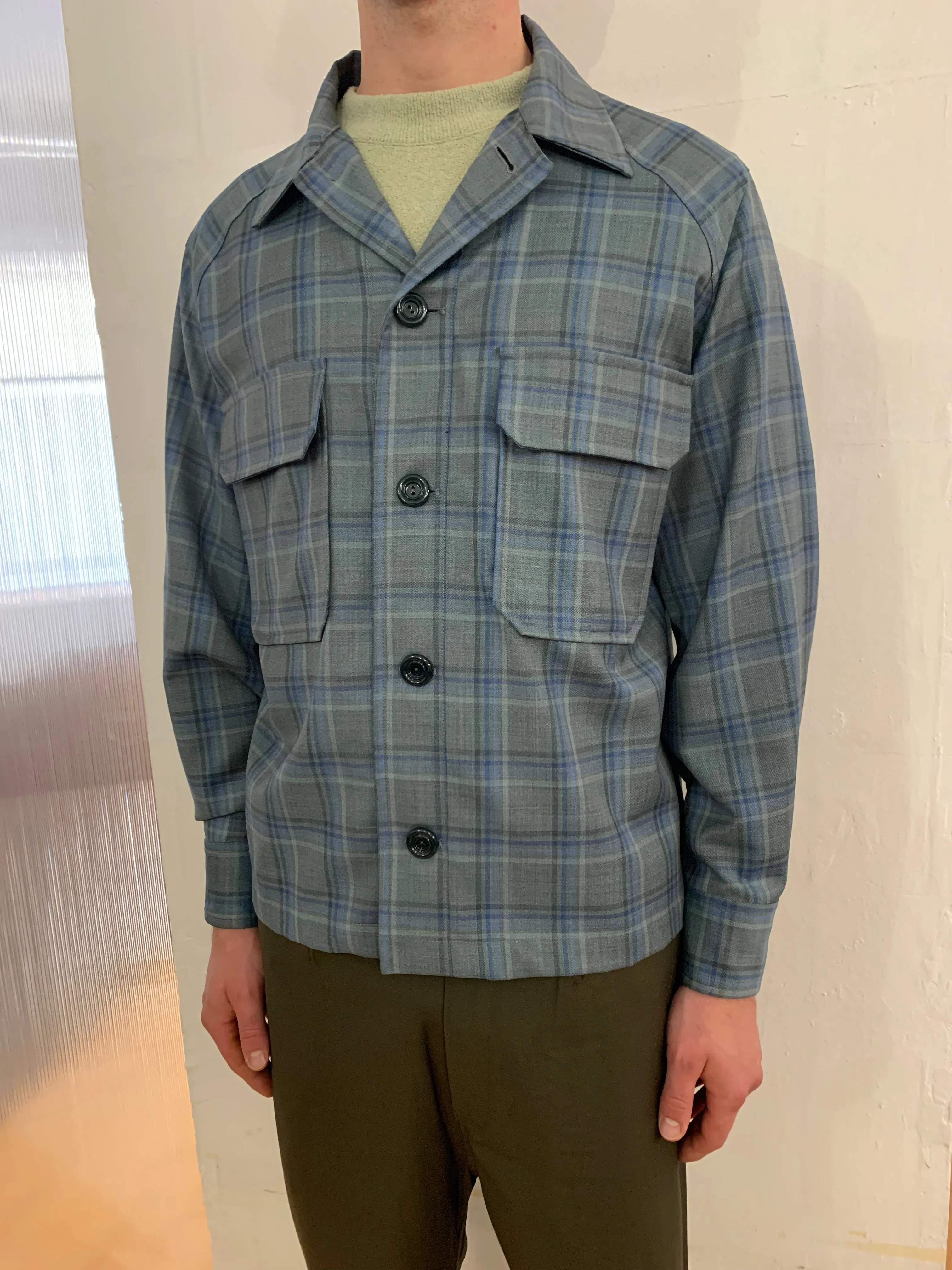 BALIO - JACKET SHIRT - Special Soft Wool Check Light Green sold by Camo product image thumbnail 4