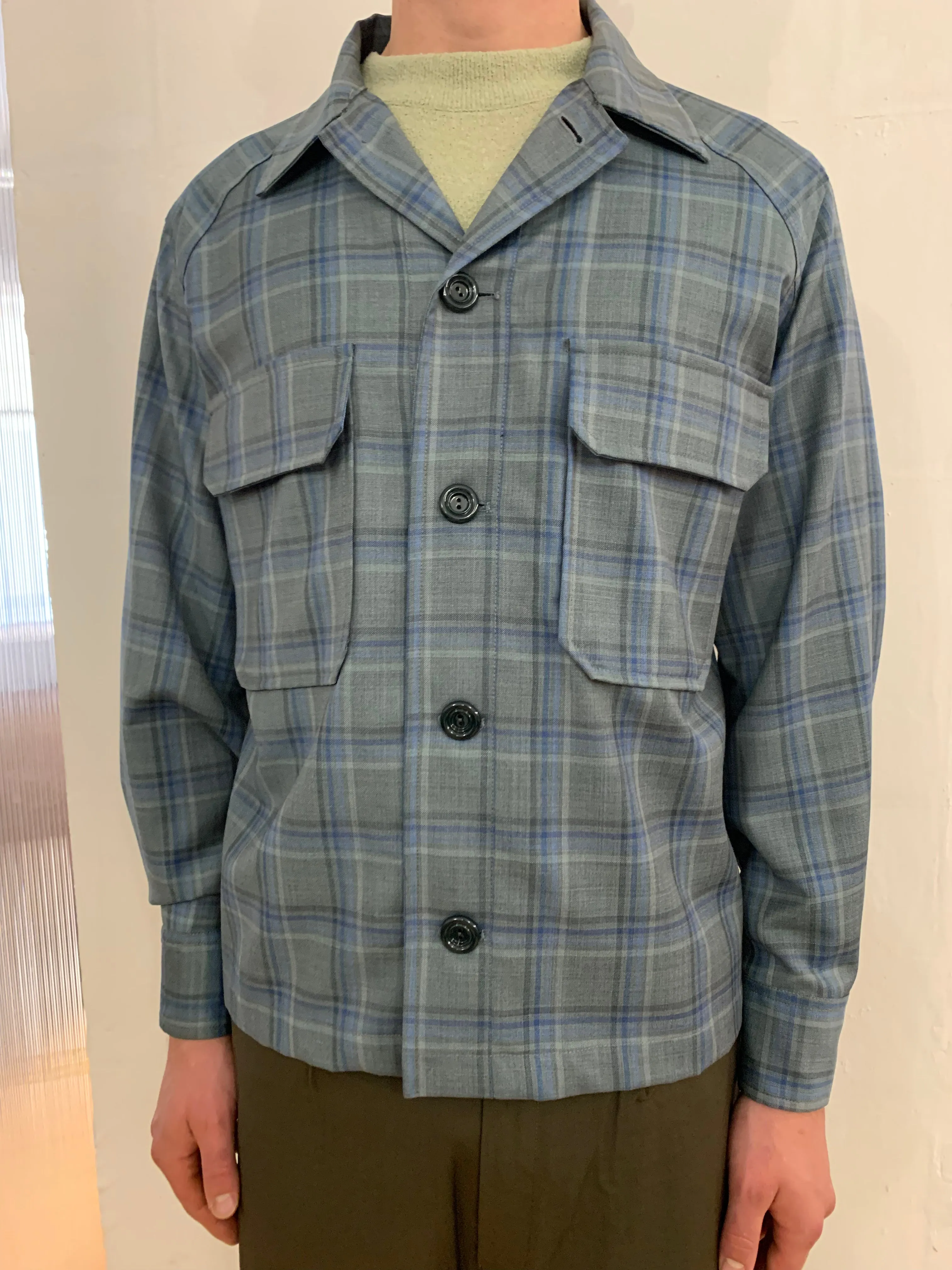 BALIO - JACKET SHIRT - Special Soft Wool Check Light Green sold by Camo product image thumbnail 5
