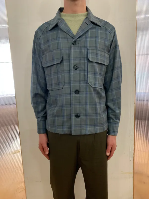 BALIO - JACKET SHIRT - Special Soft Wool Check Light Green sold by Camo