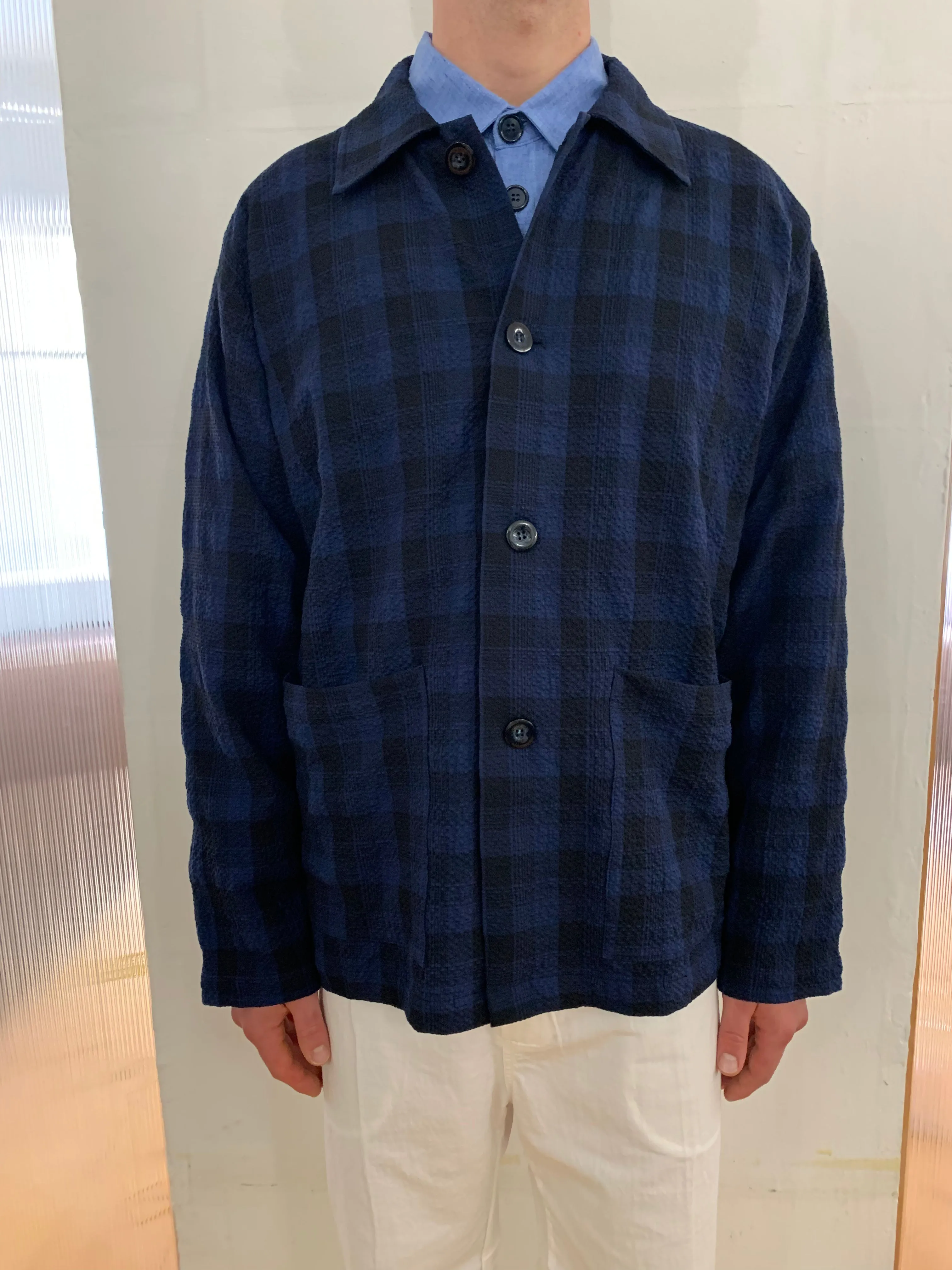 TISSERAND - AIR WIDE JACKET - Seersucker Check Navy/Blue/Black sold by Camo product image thumbnail 4