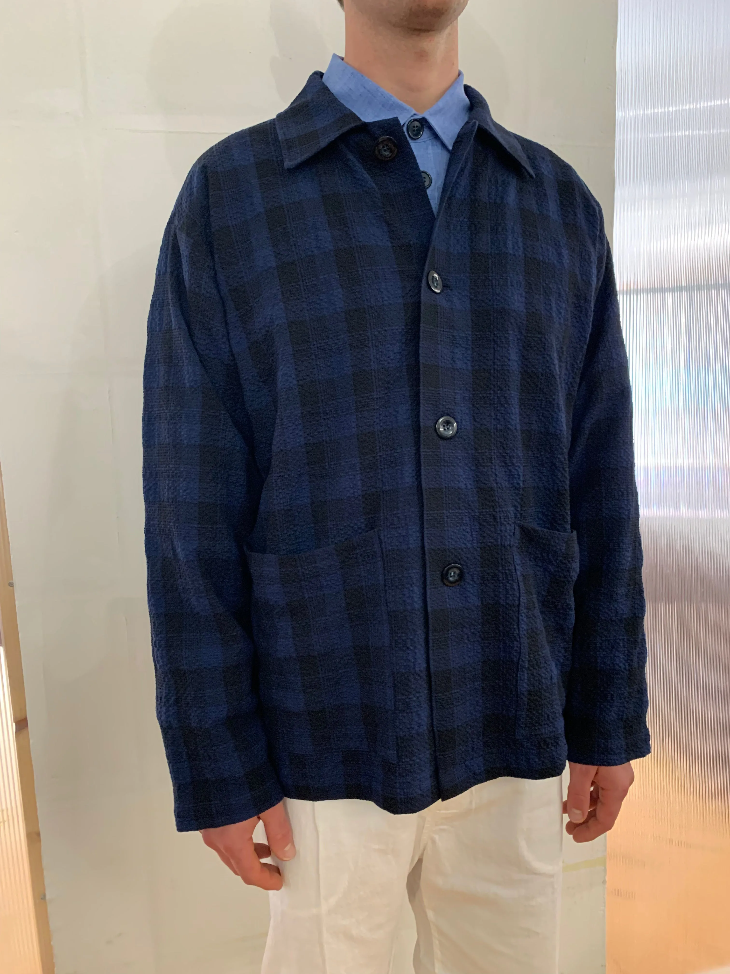 TISSERAND - AIR WIDE JACKET - Seersucker Check Navy/Blue/Black sold by Camo product image thumbnail 3