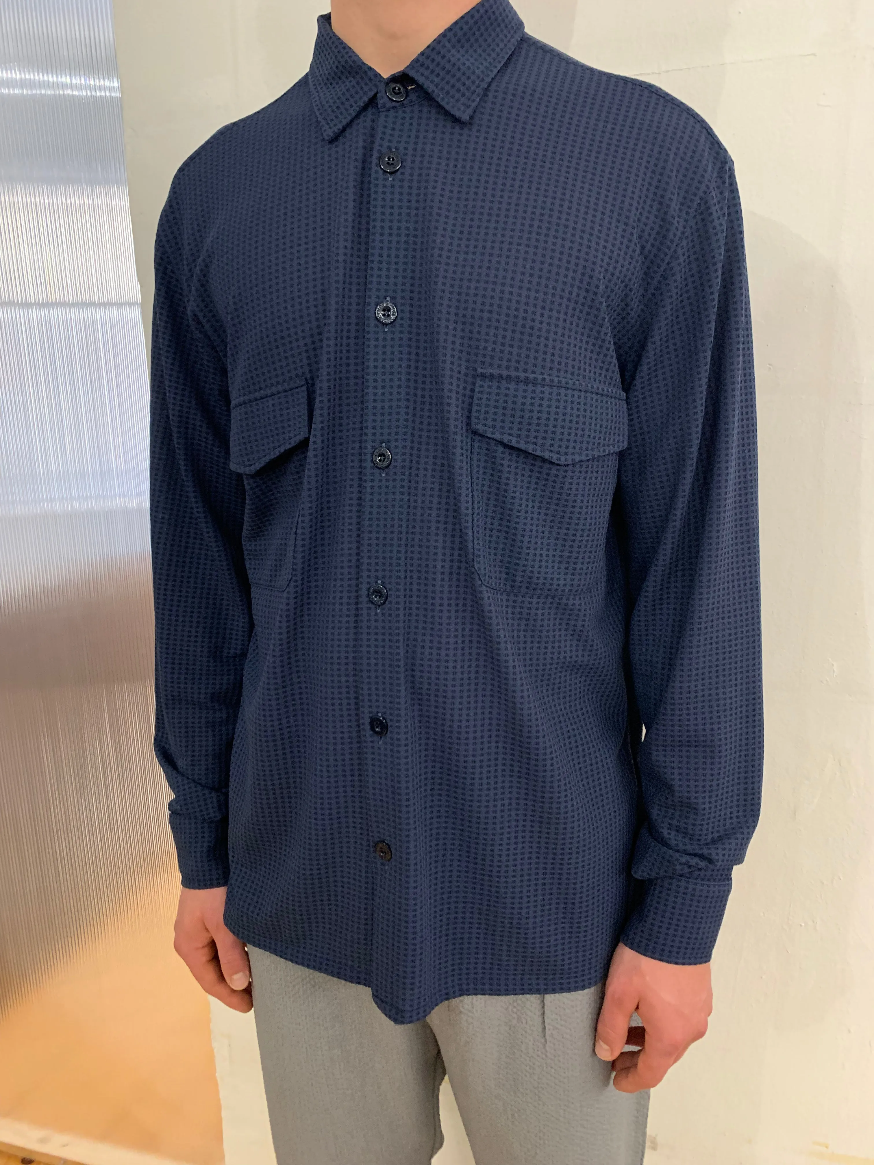 DANGLAR-MEYDAN MAXI SHIRT- Stretch Square Cotton Navy sold by Camo product image thumbnail 4