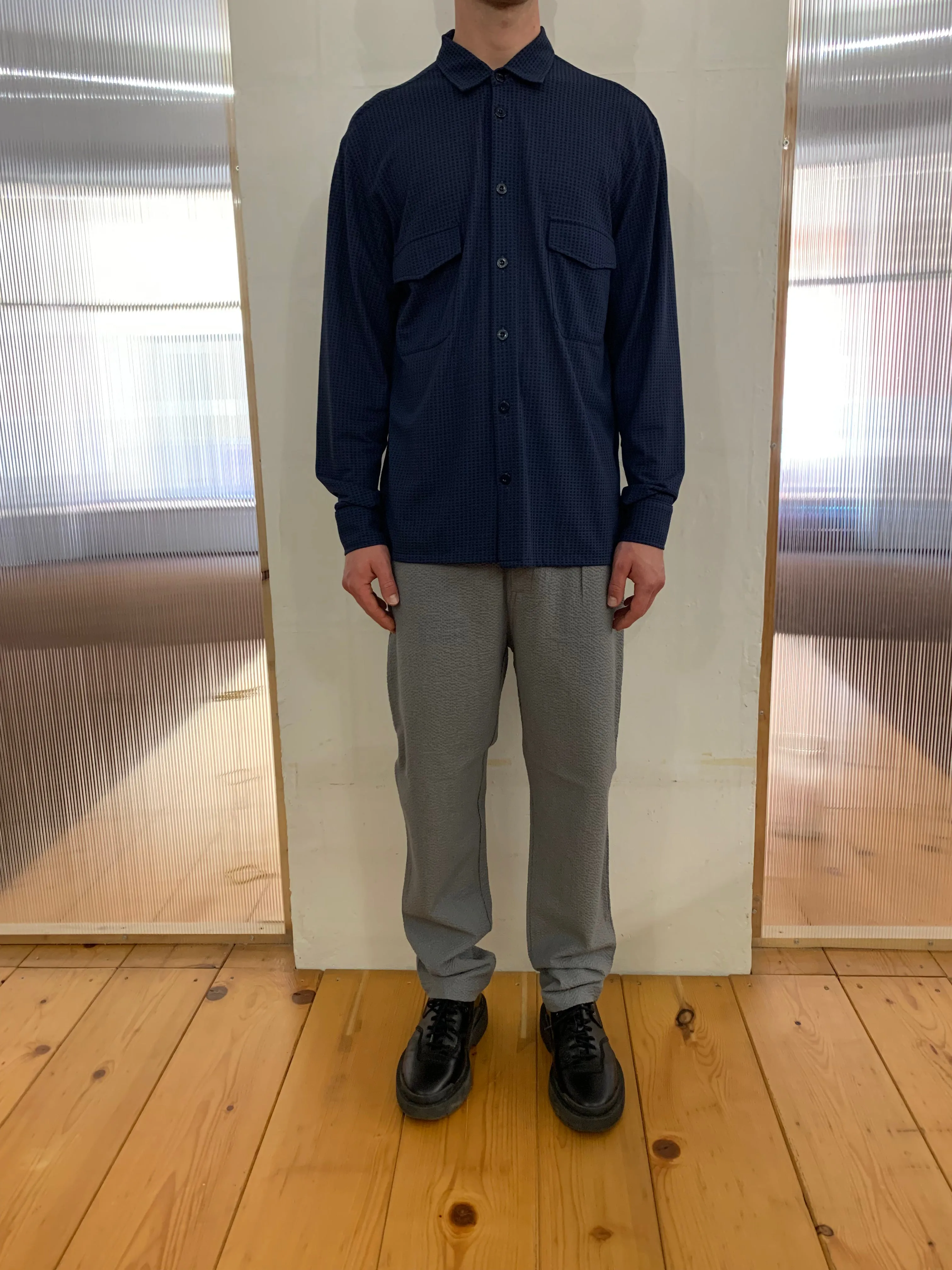 DANGLAR-MEYDAN MAXI SHIRT- Stretch Square Cotton Navy sold by Camo product image thumbnail 2