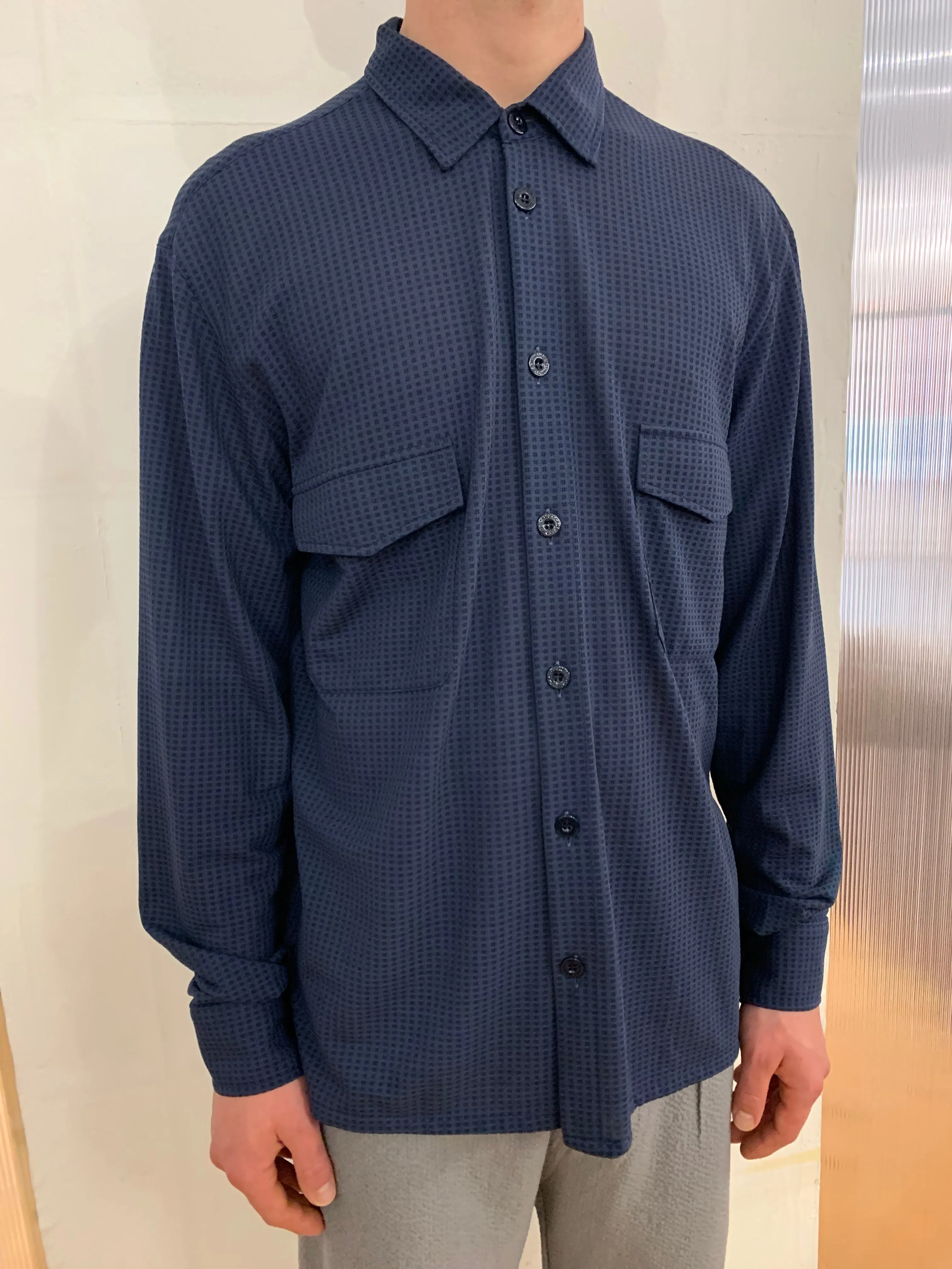 DANGLAR-MEYDAN MAXI SHIRT- Stretch Square Cotton Navy sold by Camo product image thumbnail 3