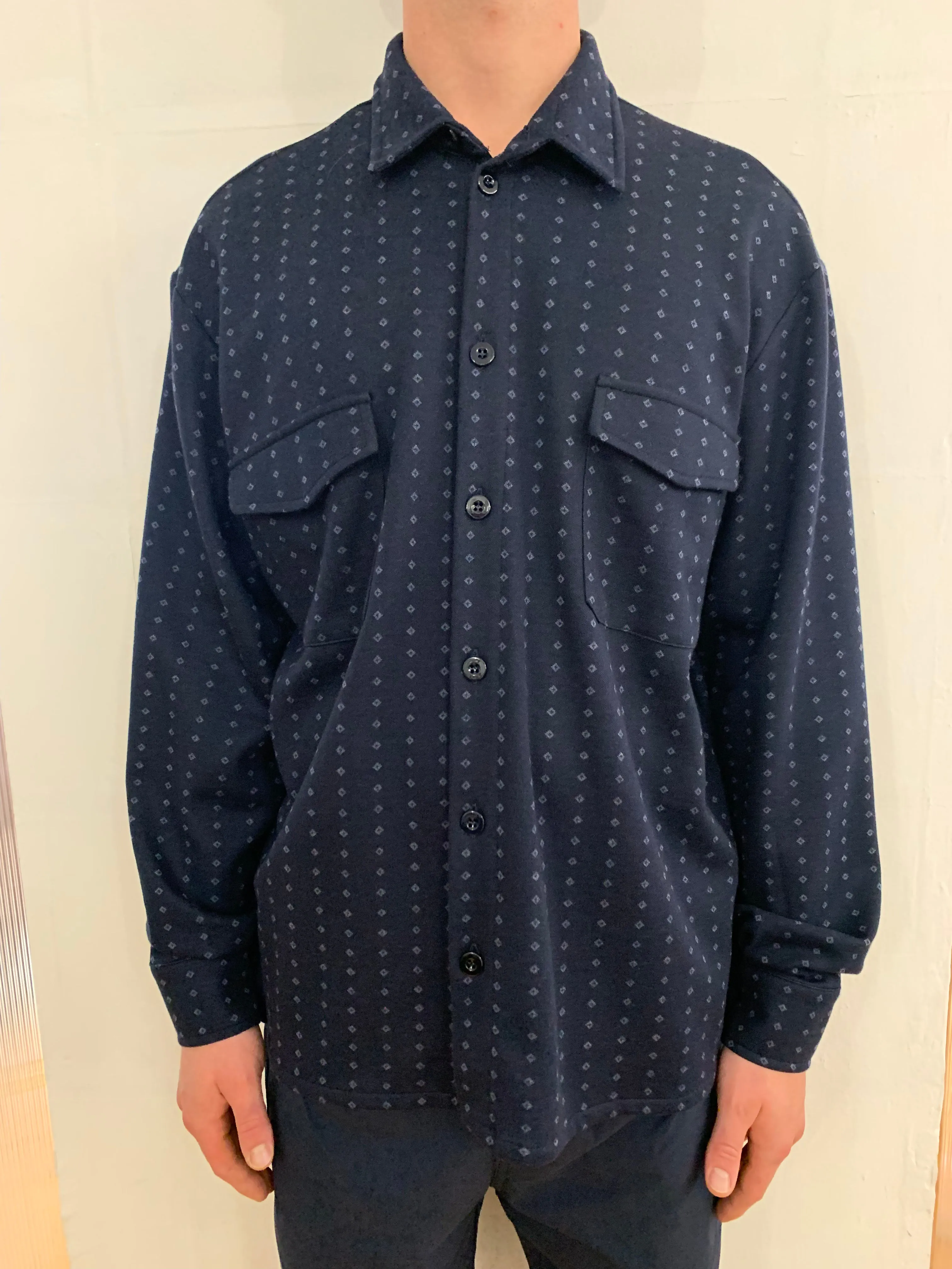 DANGLAR-MEYDAN MAXI SHIRT - Jacquard Cotton Navy sold by Camo product image thumbnail 3