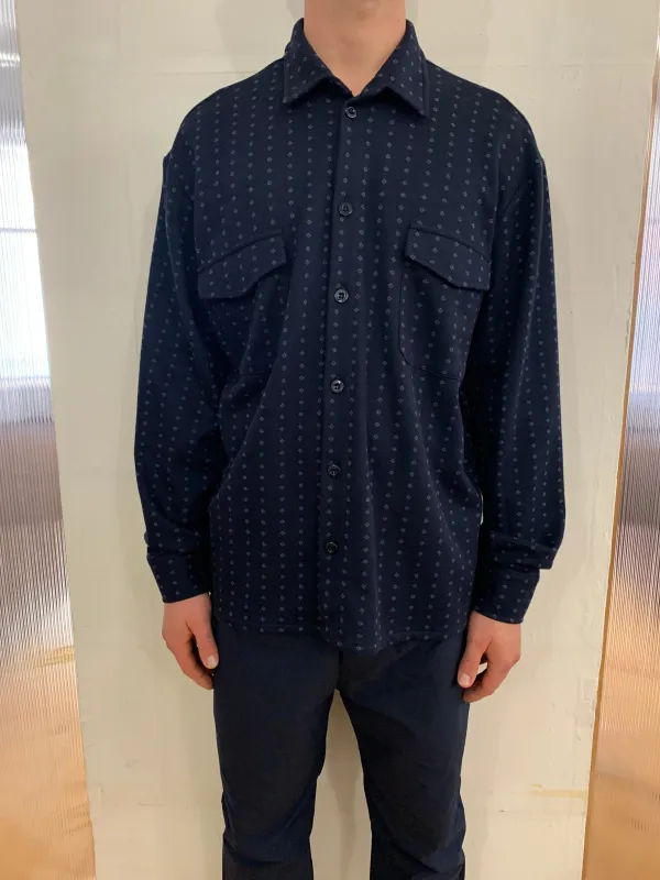 DANGLAR-MEYDAN MAXI SHIRT - Jacquard Cotton Navy sold by Camo