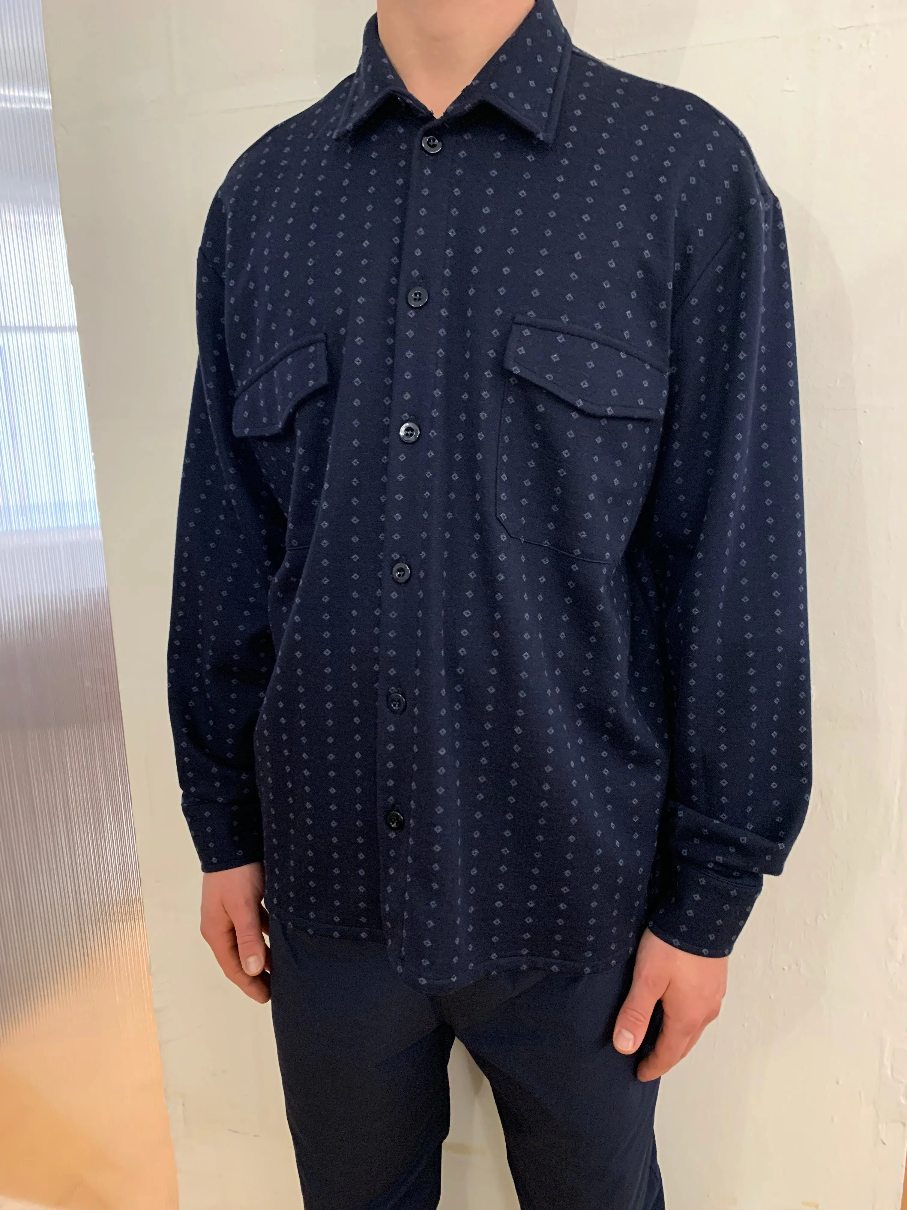 DANGLAR-MEYDAN MAXI SHIRT - Jacquard Cotton Navy sold by Camo product image thumbnail 5