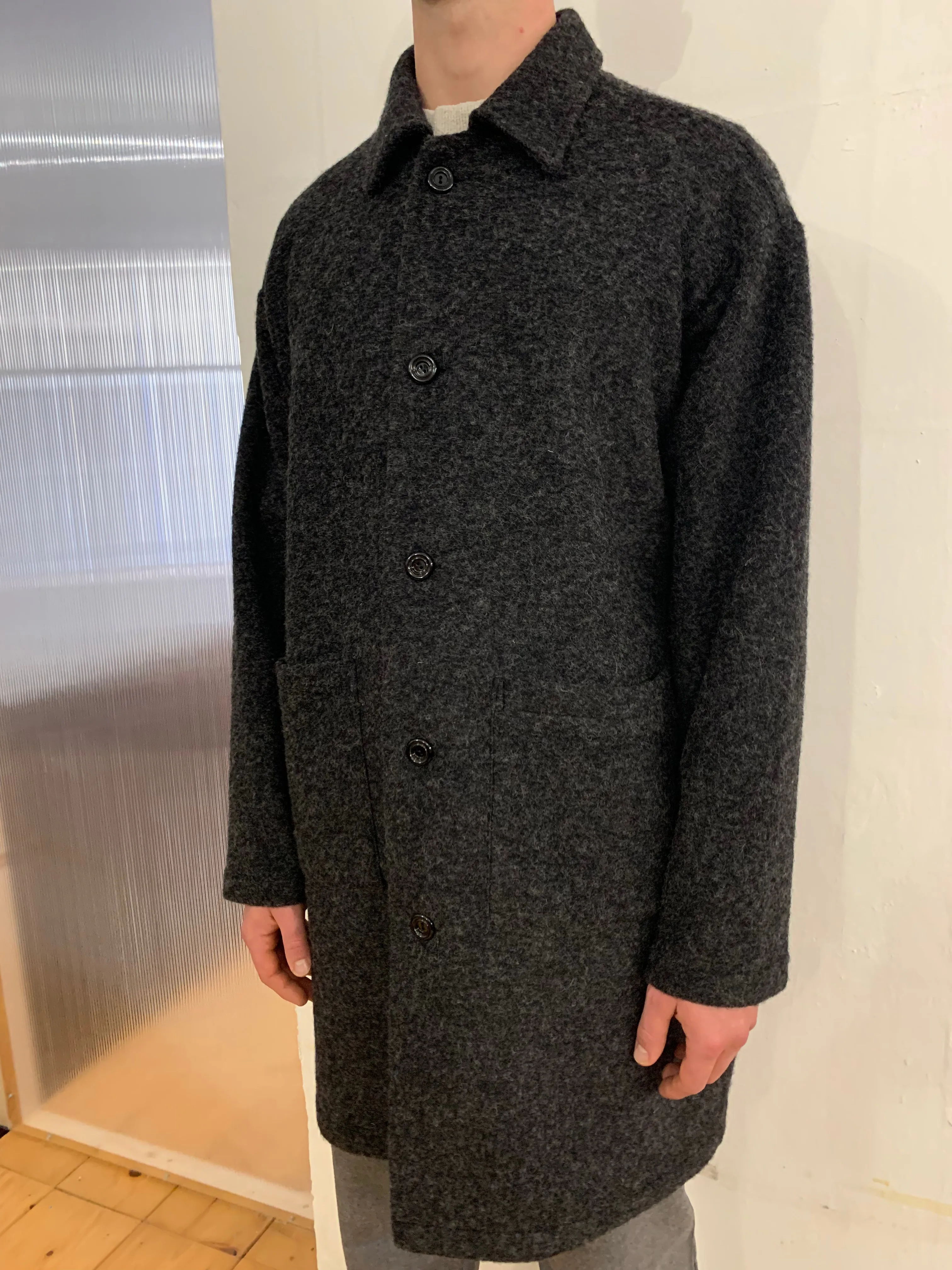 WAYNE RIBOT - NEW AIR WIDE COAT - Boiled H.Wool Dark Grey sold by Camo product image thumbnail 5