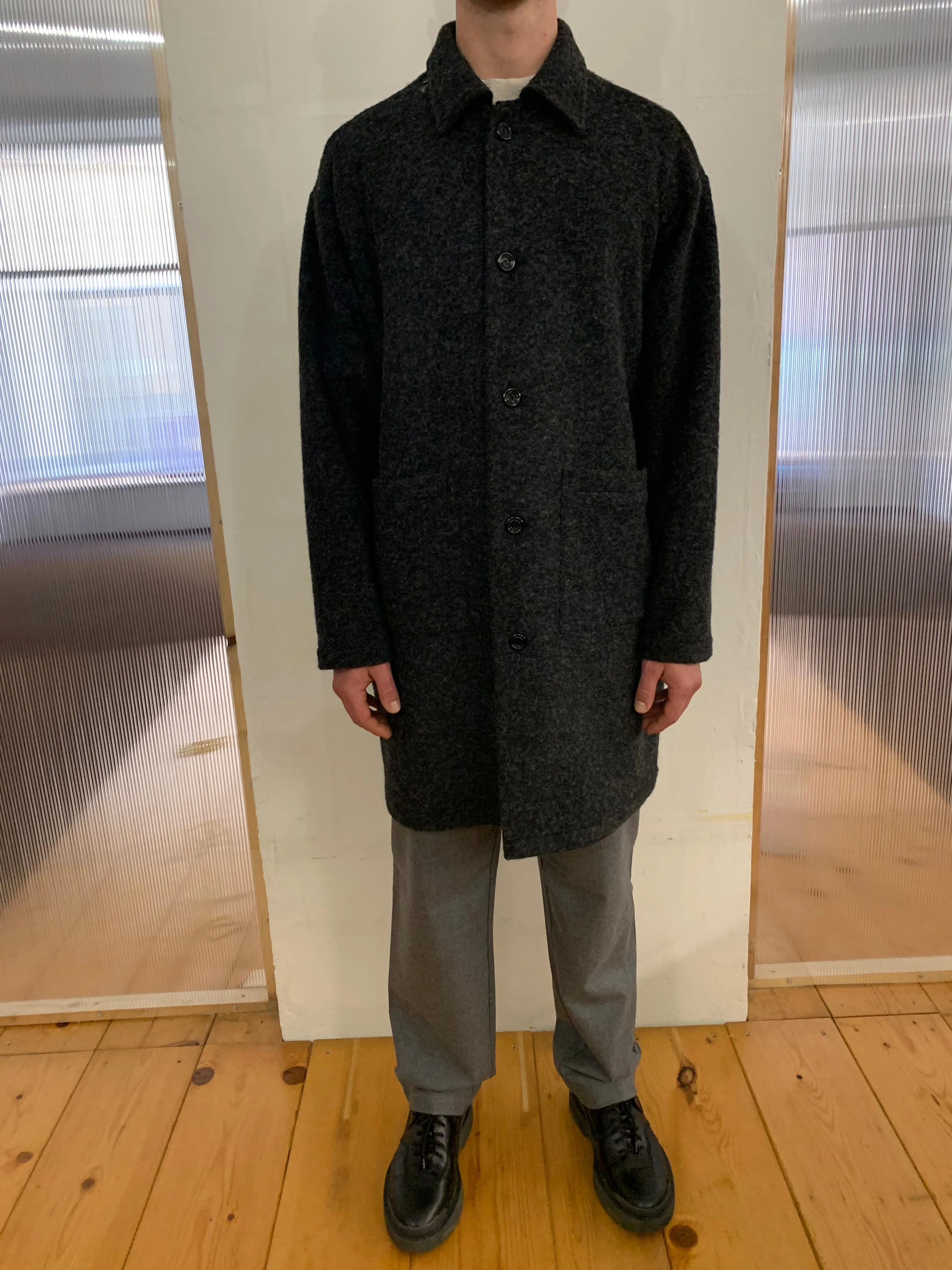 WAYNE RIBOT - NEW AIR WIDE COAT - Boiled H.Wool Dark Grey sold by Camo product image thumbnail 3