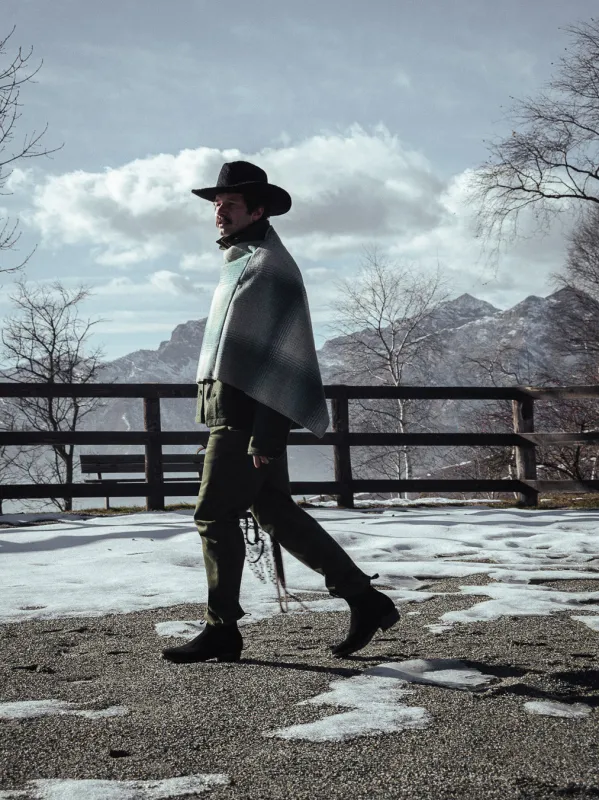 EASTWOOD - WOOL PONCHO - CHECK GREEN sold by Camo