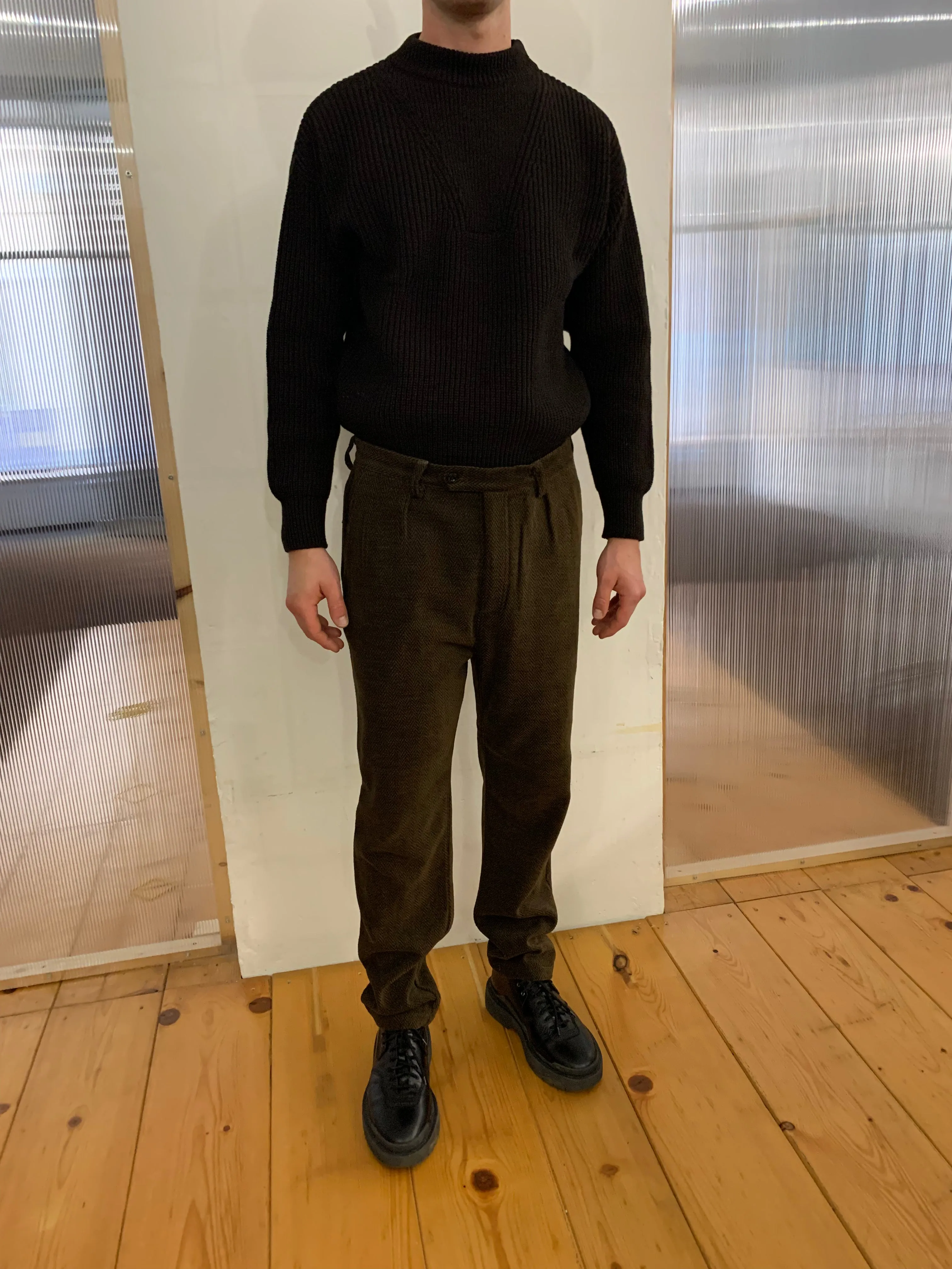 COMANCHE - CLASSIC TROUSERS - Harringbone Wool Brown sold by Camo product image thumbnail 3