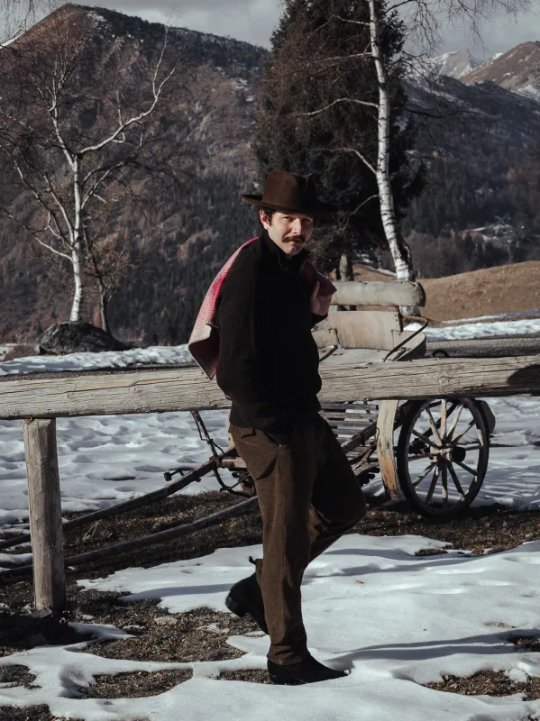 COMANCHE - CLASSIC TROUSERS - Harringbone Wool Brown sold by Camo