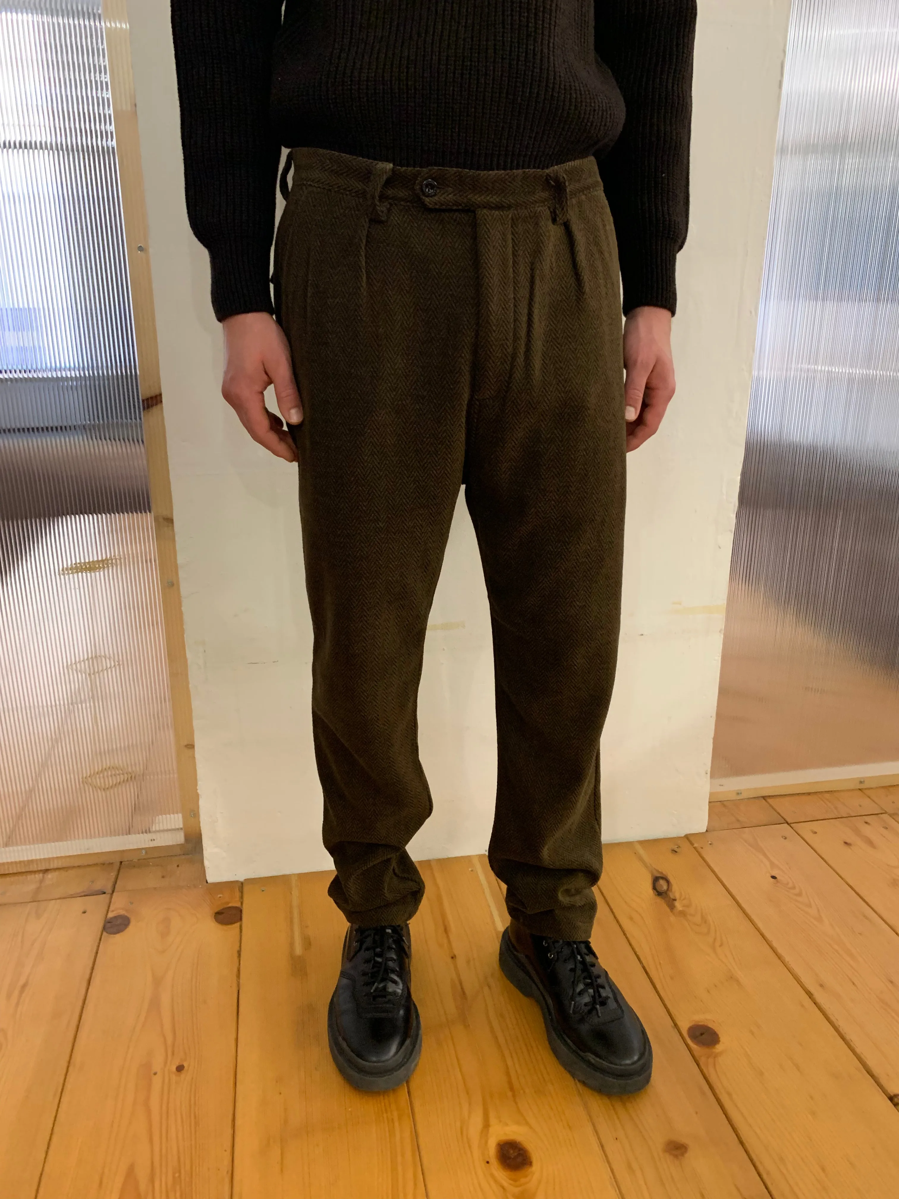 COMANCHE - CLASSIC TROUSERS - Harringbone Wool Brown sold by Camo product image thumbnail 5