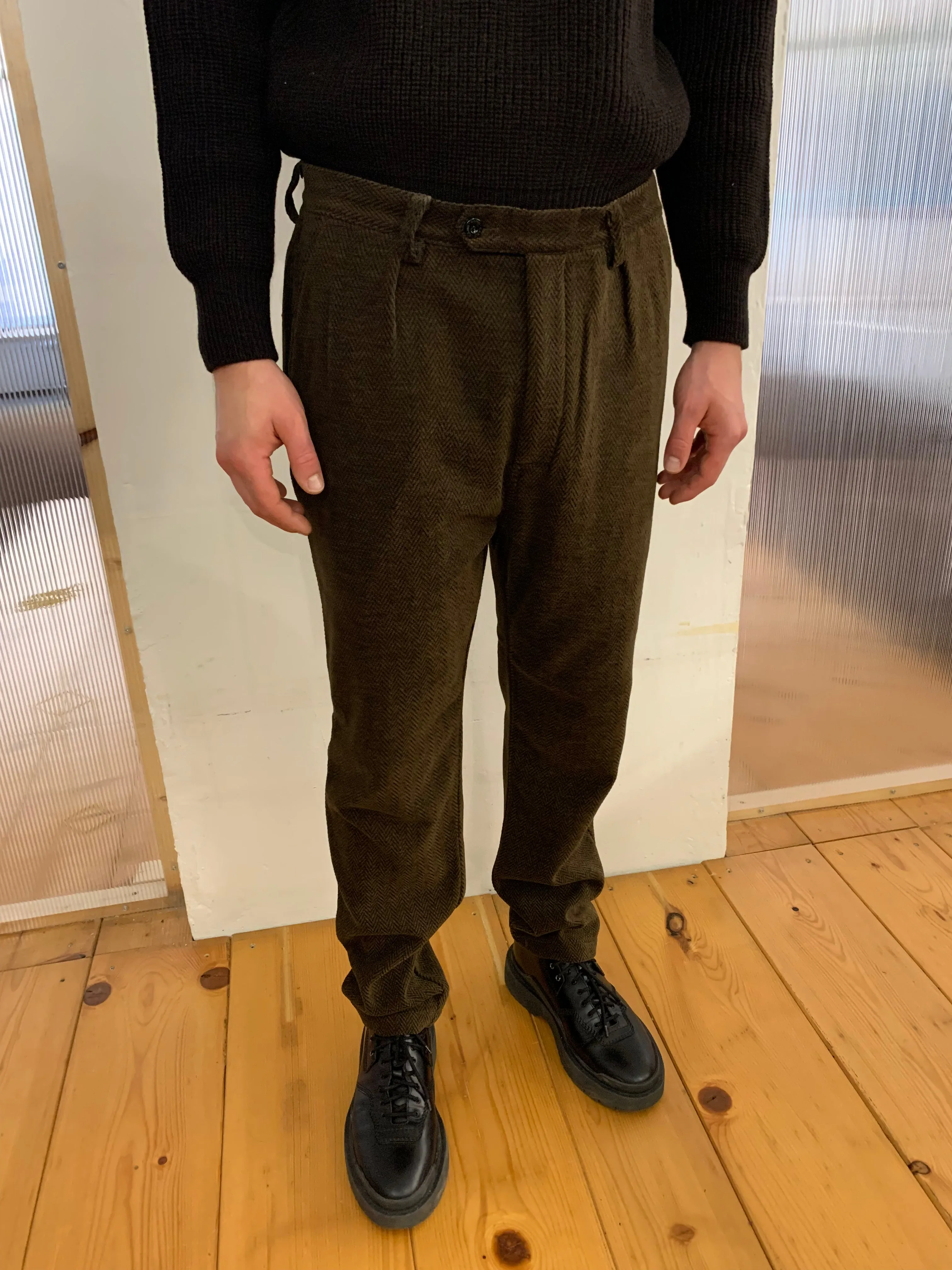 COMANCHE - CLASSIC TROUSERS - Harringbone Wool Brown sold by Camo product image thumbnail 2