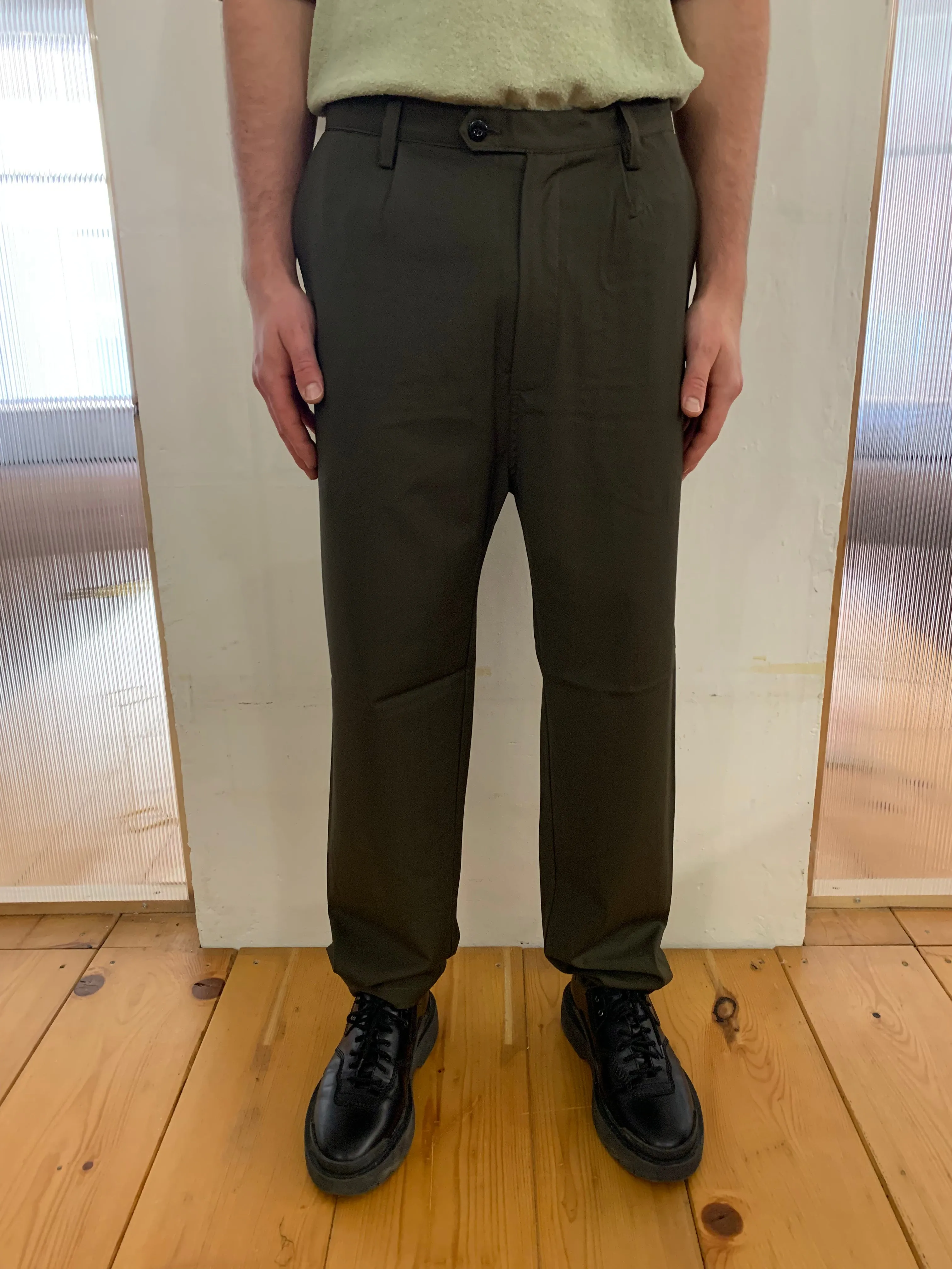 SEABISCUIT - WIDE TROUSERS - Super Soft Merino Wool Green-Brown sold by Camo product image thumbnail 4