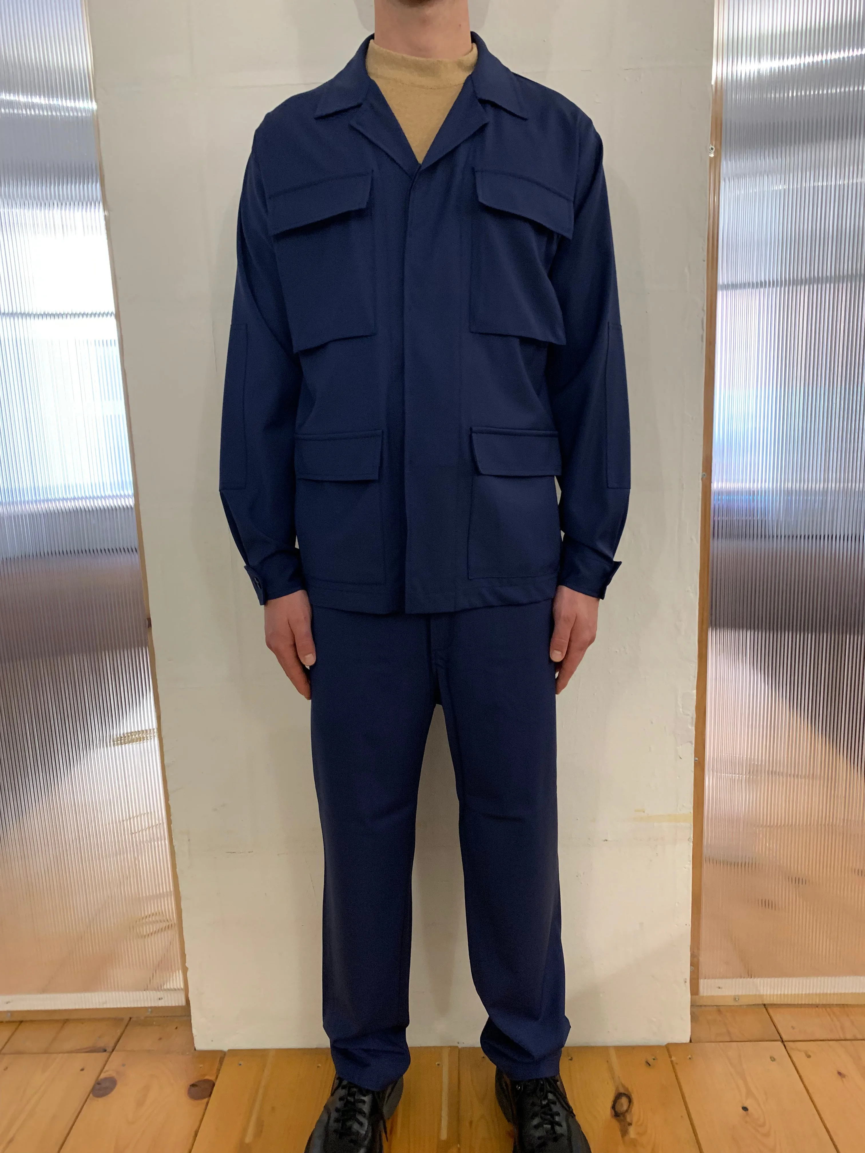 SEABISCUIT - WIDE TROUSERS - Super Soft Merino Wool Navy-Blu sold by Camo product image thumbnail 3