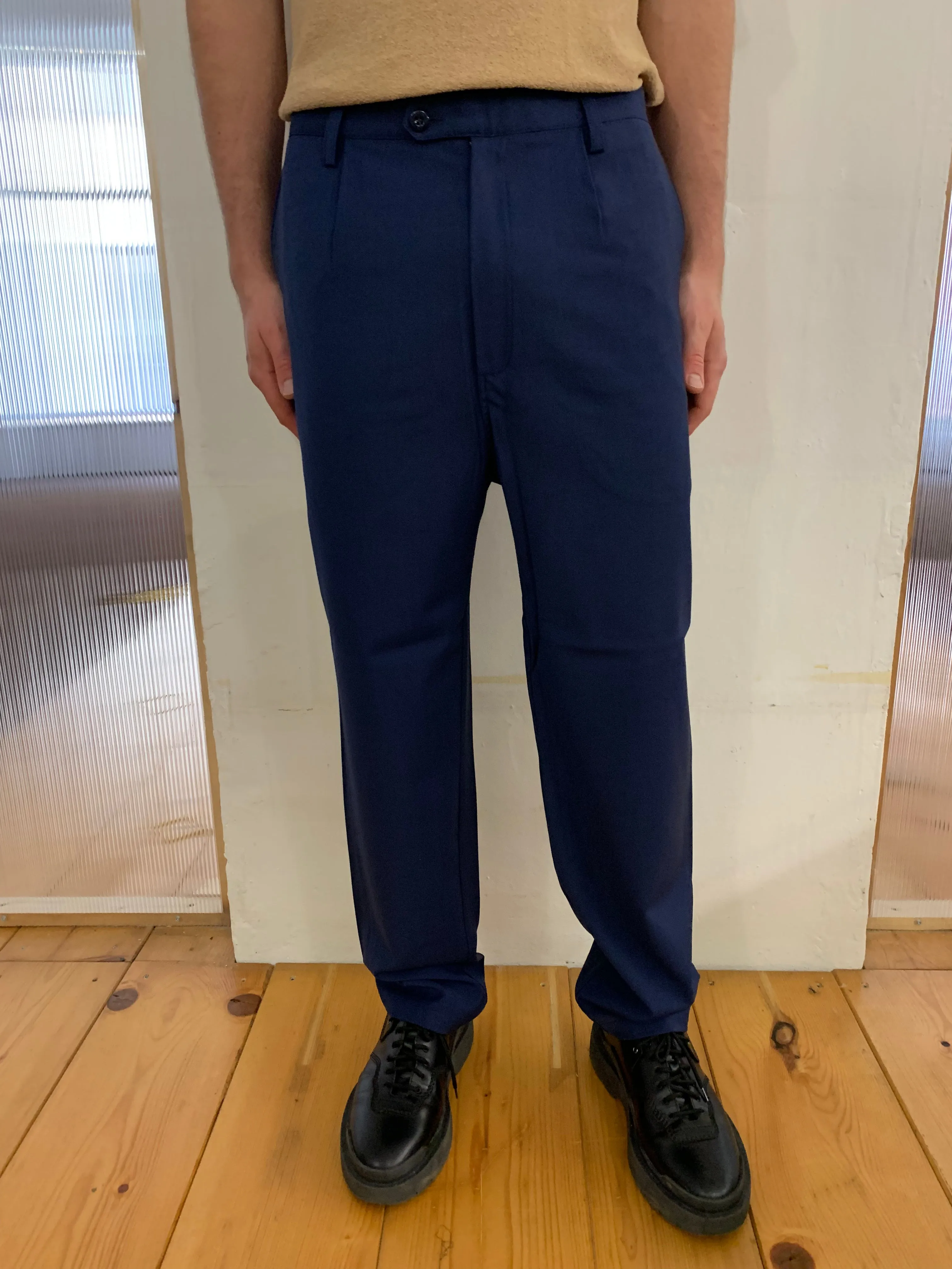 SEABISCUIT - WIDE TROUSERS - Super Soft Merino Wool Navy-Blu sold by Camo product image thumbnail 4