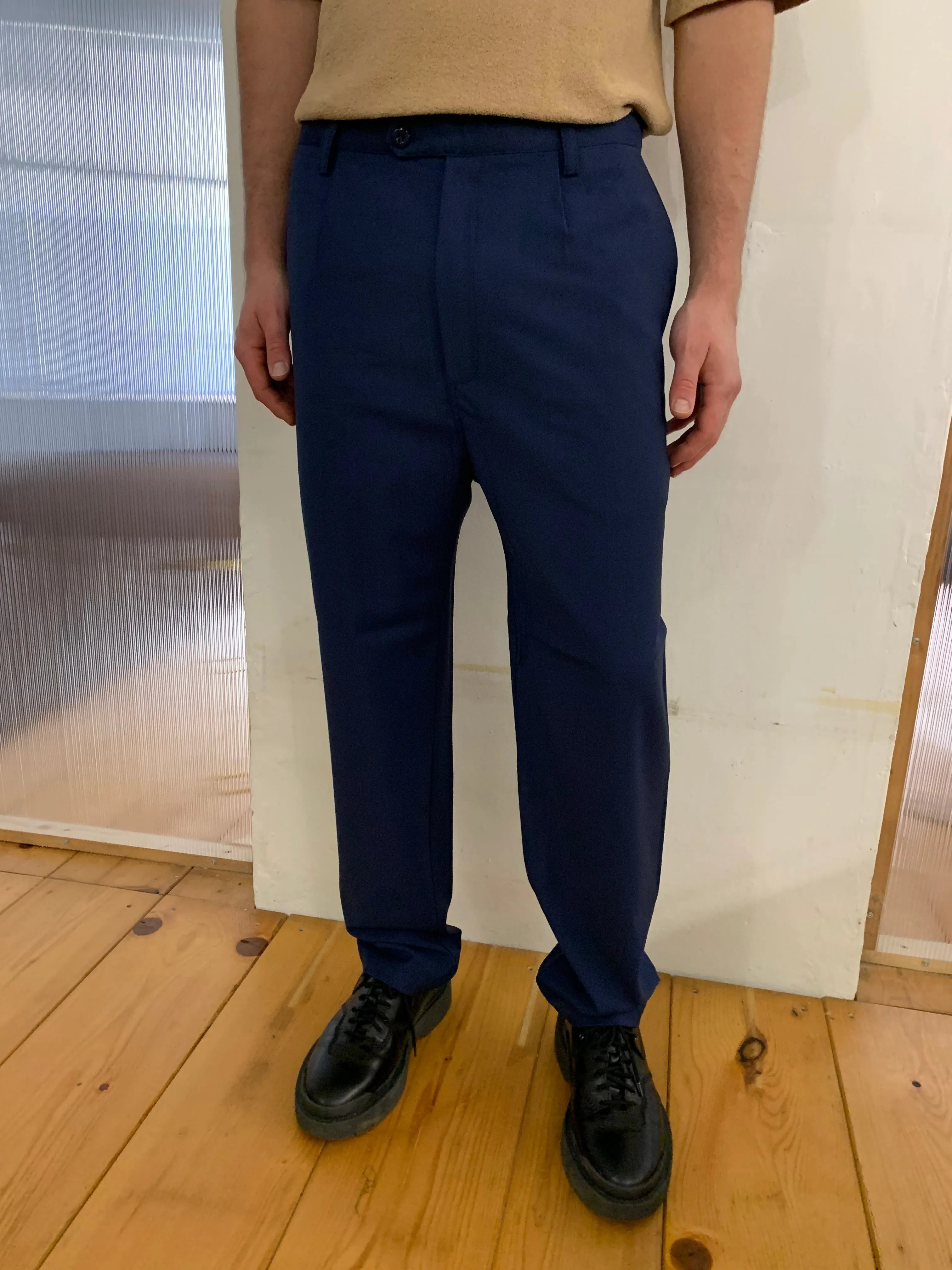 SEABISCUIT - WIDE TROUSERS - Super Soft Merino Wool Navy-Blu sold by Camo product image thumbnail 5