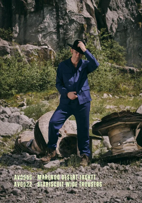 SEABISCUIT - WIDE TROUSERS - Super Soft Merino Wool Navy-Blu sold by Camo