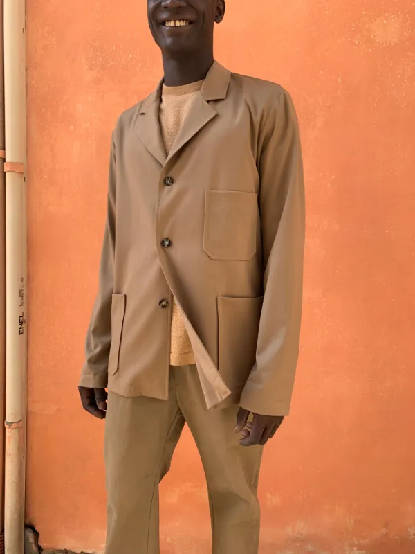 FURIA - WIDE JACKET - Super Soft Merino Wool Camel made by Camo