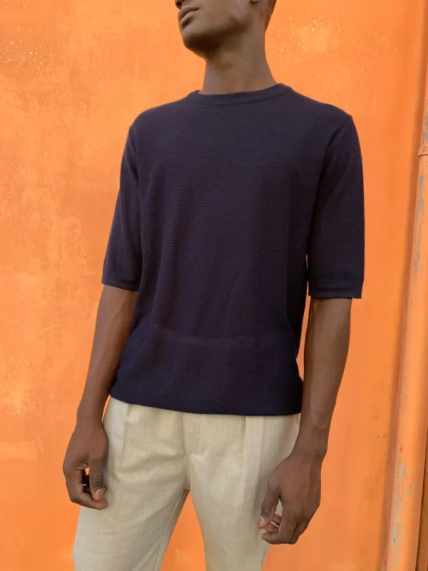 FEYSTONGAL - KNIT T-SHIRT - Cotton Navy sold by Camo