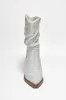 Jehanna Rhinestone Side Zipper Pointed Toe Slouch Booties - Silver sold by Cape Robbin