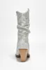 Jehanna Rhinestone Side Zipper Pointed Toe Slouch Booties - Silver sold by Cape Robbin