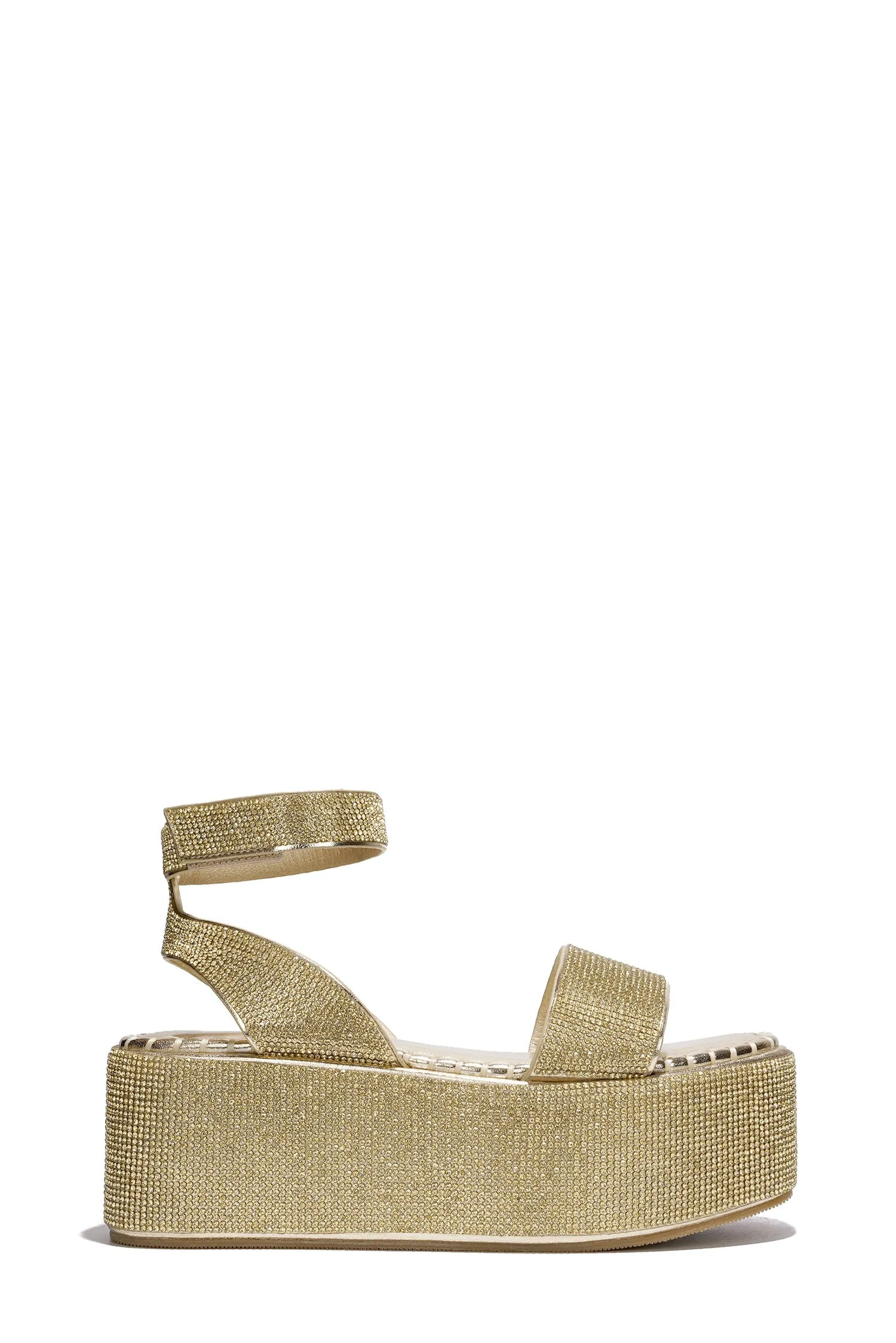 Yolande Rhinestone Glitter Ankle Strap Flatform Sandals - Gold sold by Cape Robbin product image thumbnail 2