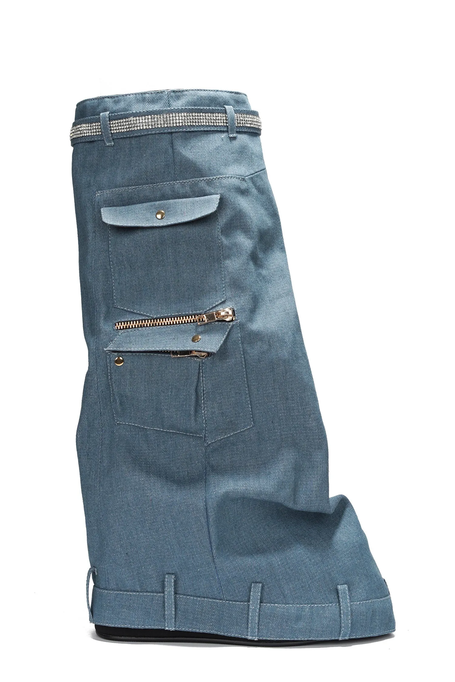 Pueblo Rhinestone Fold Over Denim Boots sold by Cape Robbin product image thumbnail 2