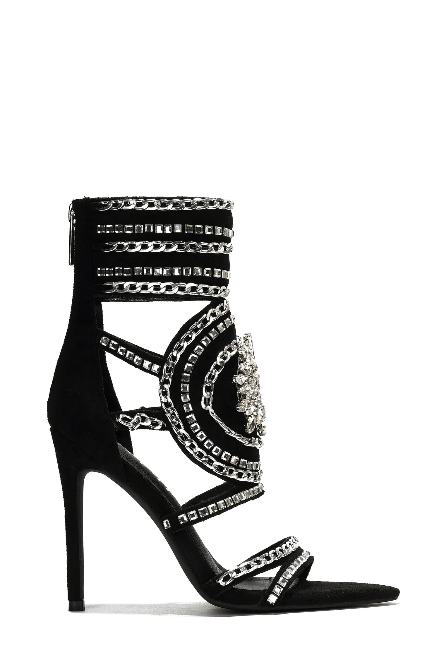 Clarysalyn Chain Trim Gem Brooch High Heels - Black sold by Cape Robbin product image thumbnail 2