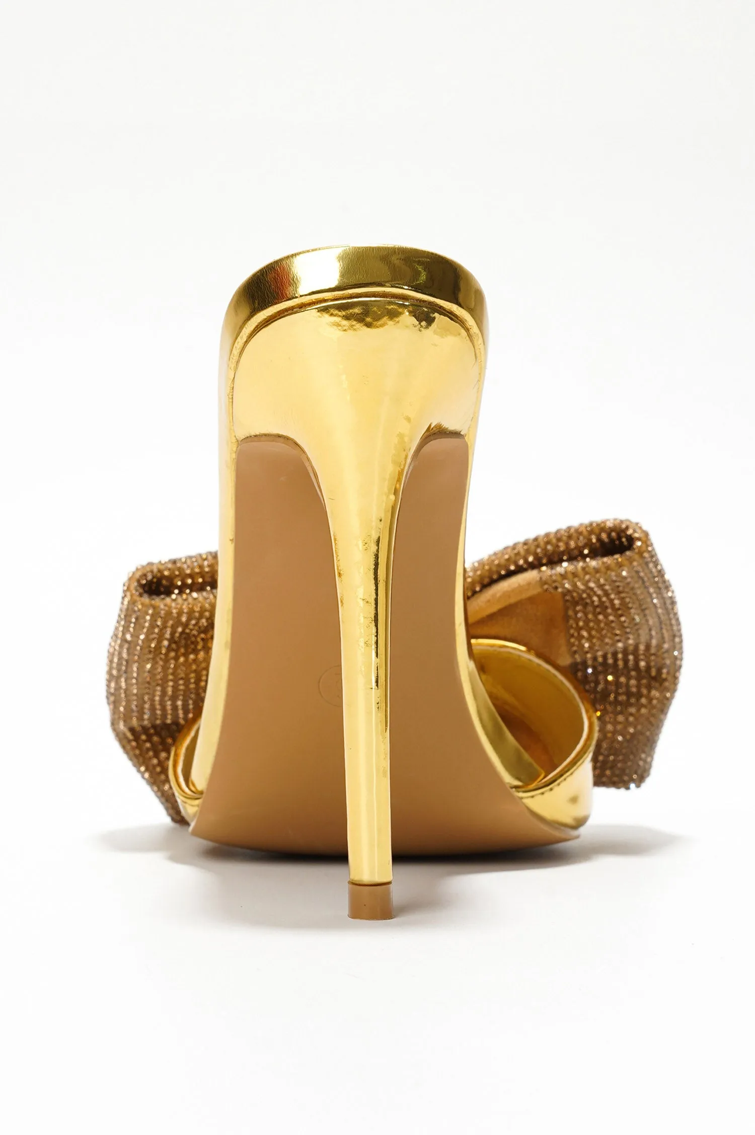Dania Sparkling Rhinestone Bow Stiletto Heels - Gold sold by Cape Robbin product image thumbnail 5