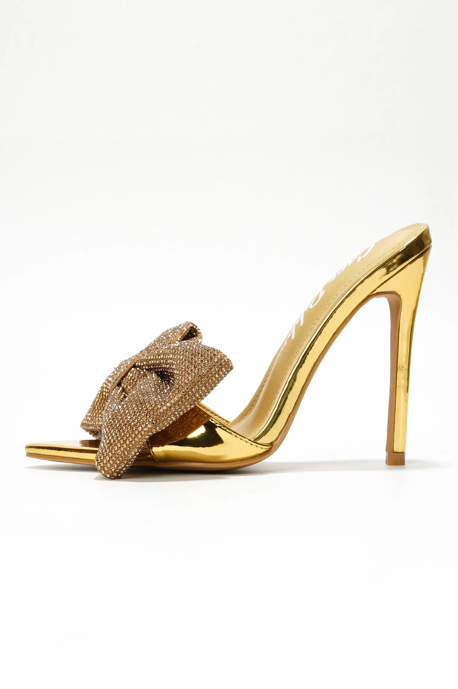 Dania Sparkling Rhinestone Bow Stiletto Heels - Gold sold by Cape Robbin product image thumbnail 3