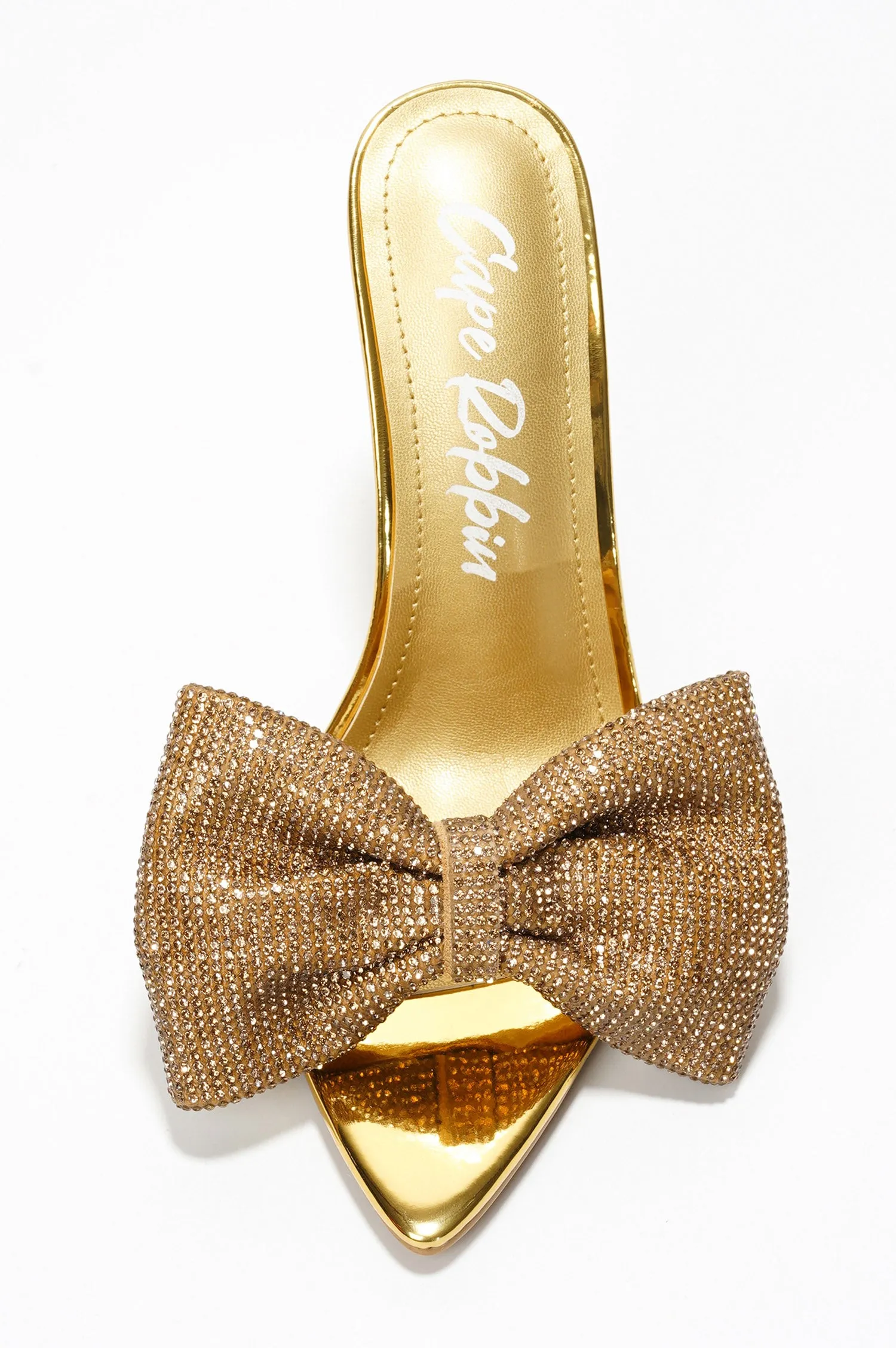Dania Sparkling Rhinestone Bow Stiletto Heels - Gold sold by Cape Robbin product image thumbnail 4
