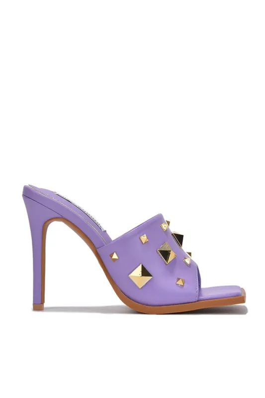 Popo Spike Square Toe High Heel Mules - Purple sold by Cape Robbin