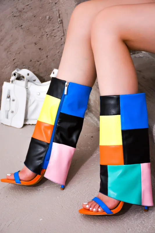 Parrish Round Toe Foldover Stiletto Boots - Multi sold by Cape Robbin