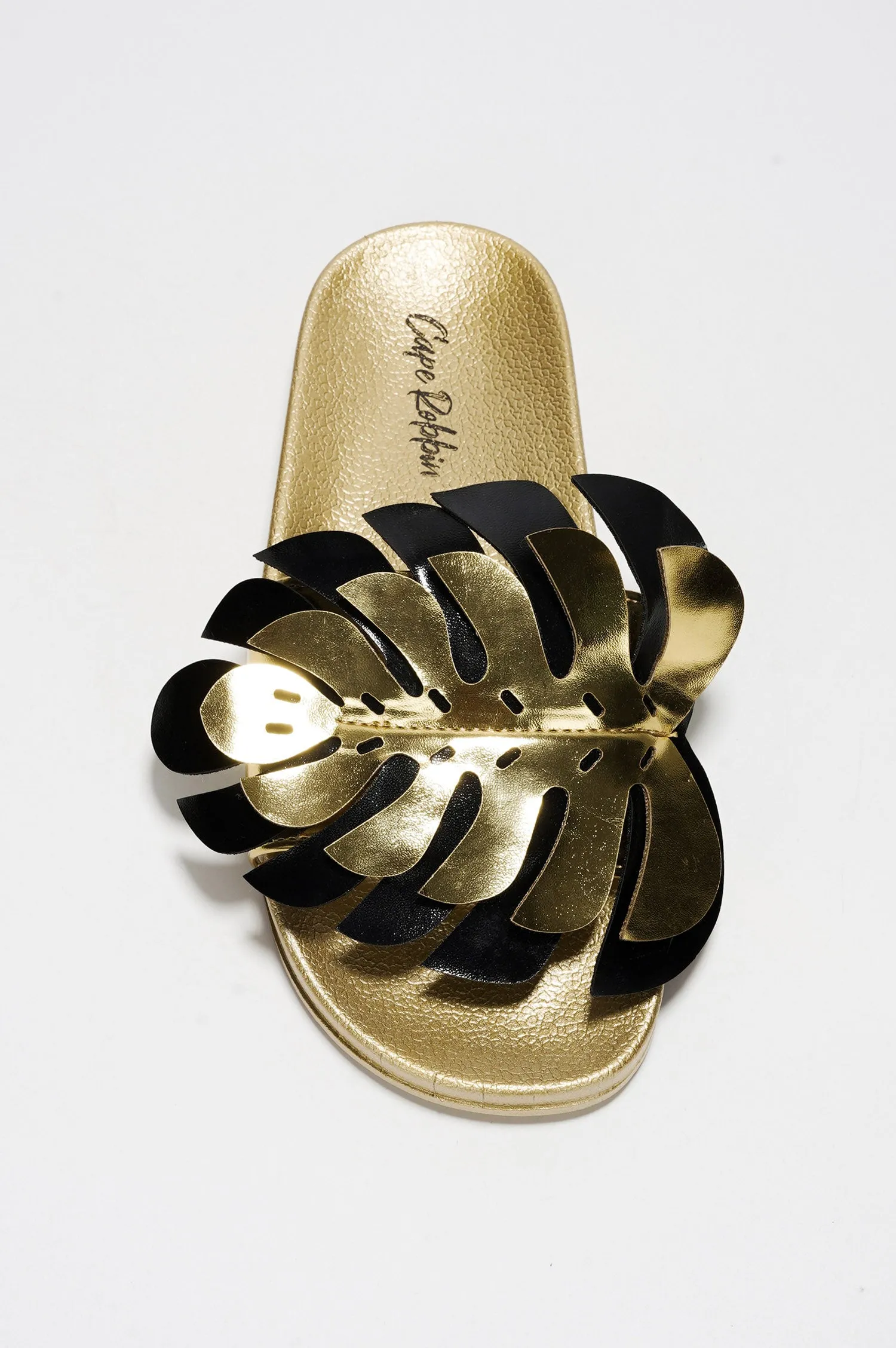 Sharai Leaf Metallic Slip On Sandals - Gold sold by Cape Robbin product image thumbnail 4