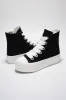 Zitella High-top Thick Lace Canvas Sneaker - Black sold by Cape Robbin