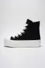 Zitella High-top Thick Lace Canvas Sneaker - Black sold by Cape Robbin