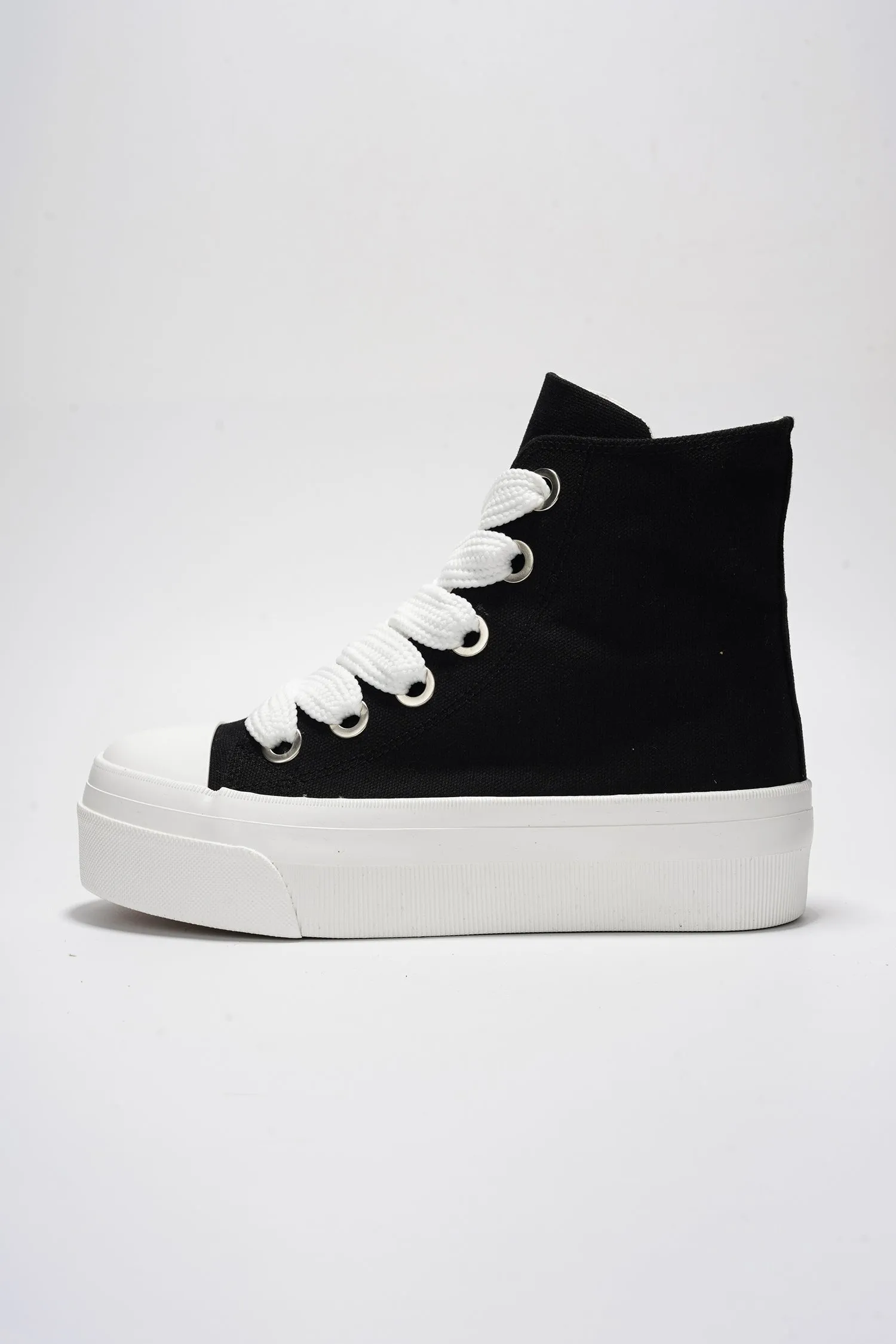 Zitella High-top Thick Lace Canvas Sneaker - Black sold by Cape Robbin product image thumbnail 3