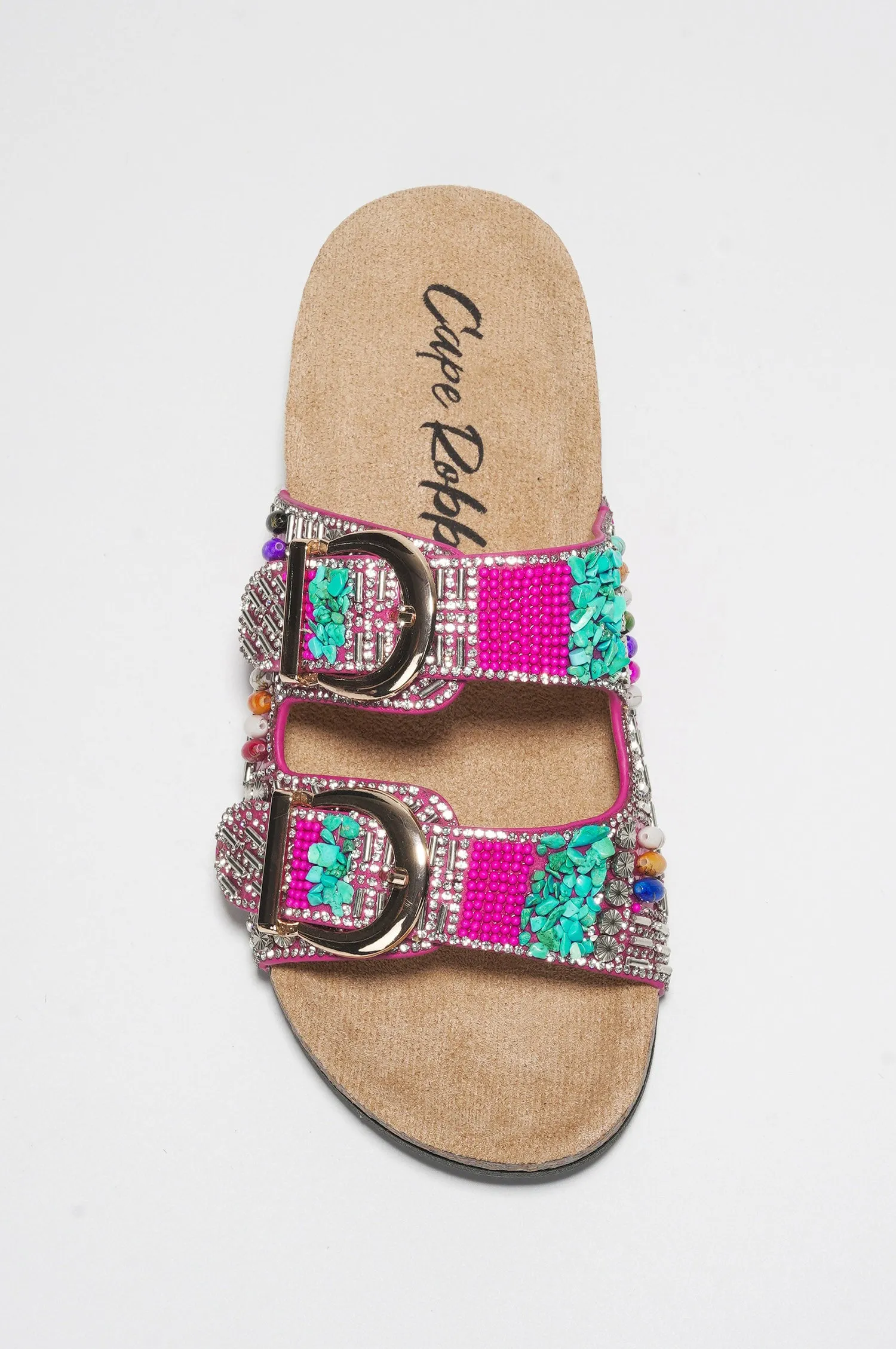 Zarla Rhinestone Buckle Open Cork Sandals - Pink sold by Cape Robbin product image thumbnail 4