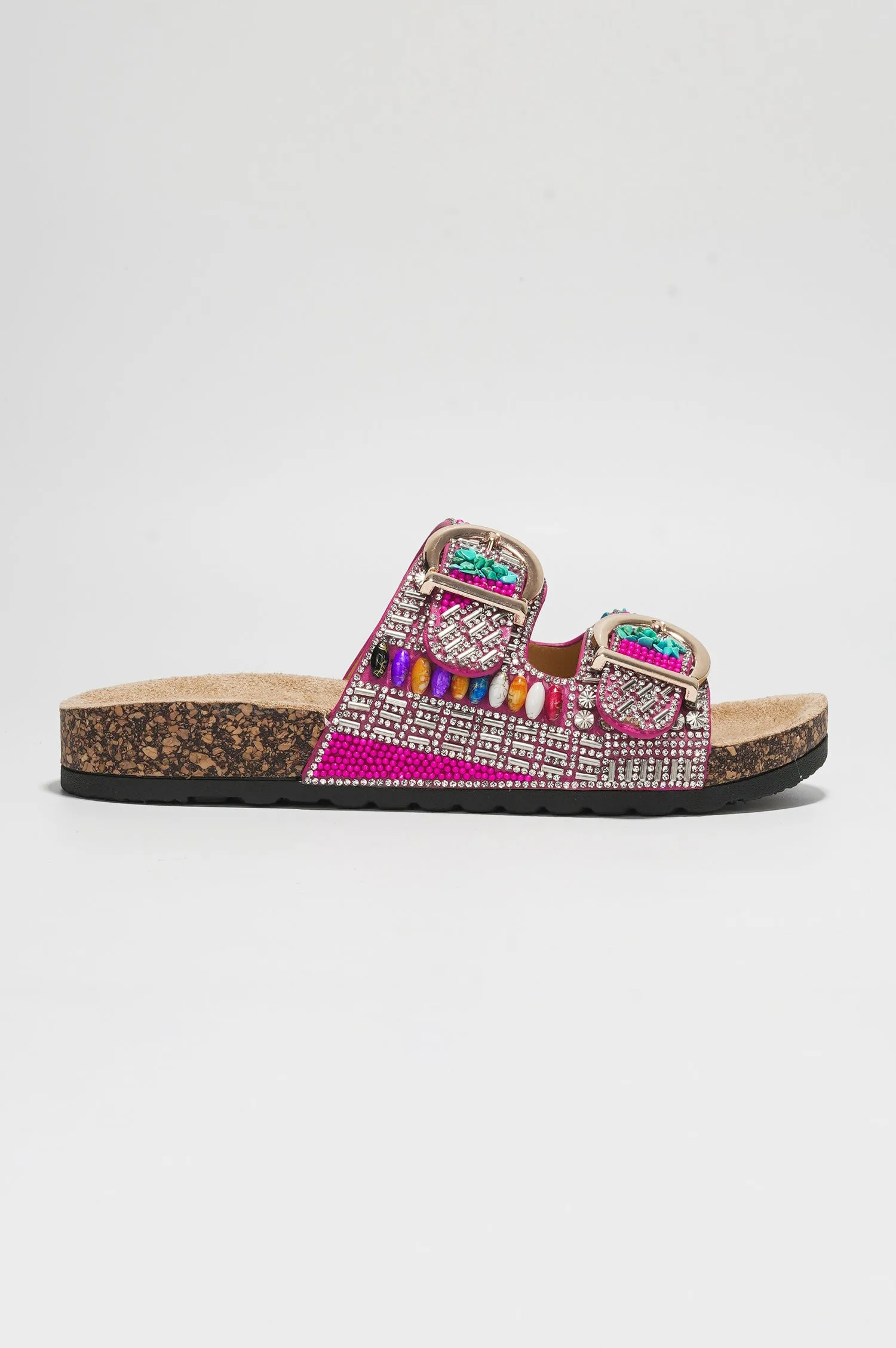 Zarla Rhinestone Buckle Open Cork Sandals - Pink sold by Cape Robbin product image thumbnail 3