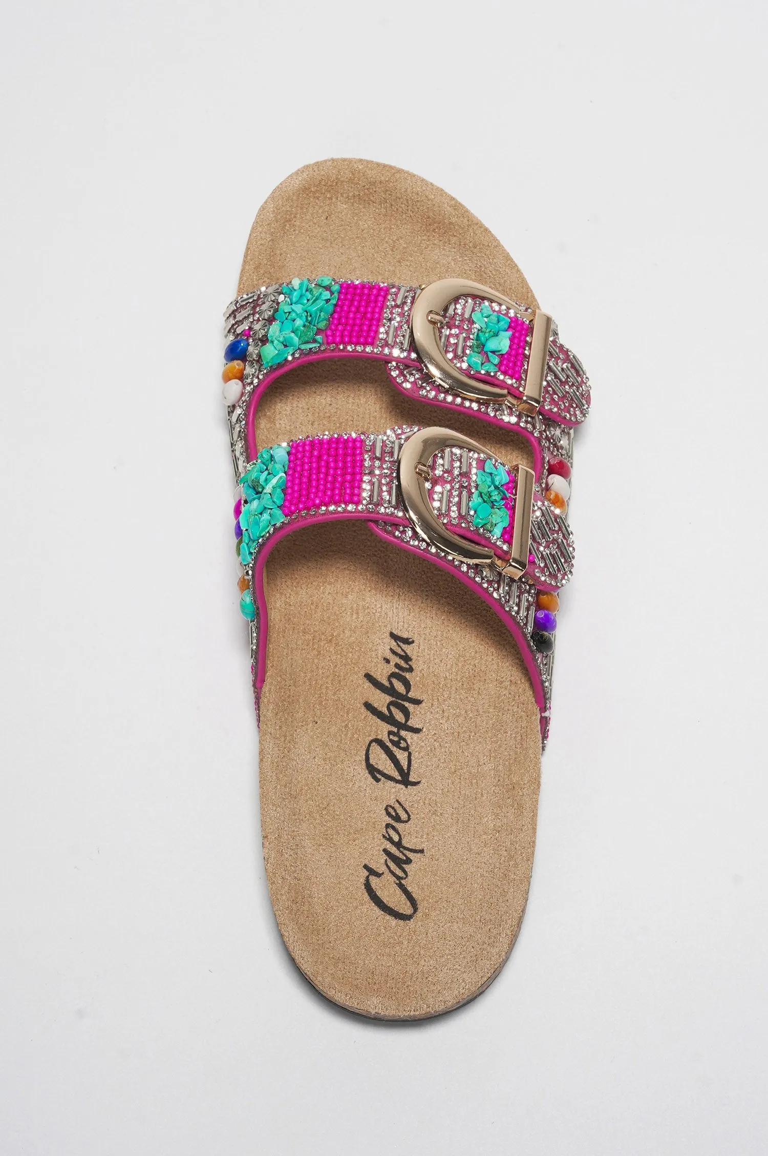 Zarla Rhinestone Buckle Open Cork Sandals - Pink sold by Cape Robbin product image thumbnail 5