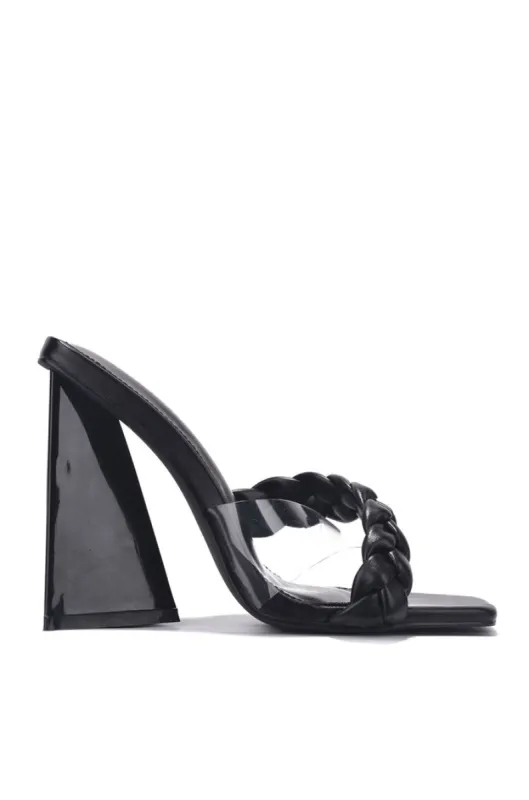Castellar Braided Decor Odd-Shaped Block Heel - Black sold by Cape Robbin