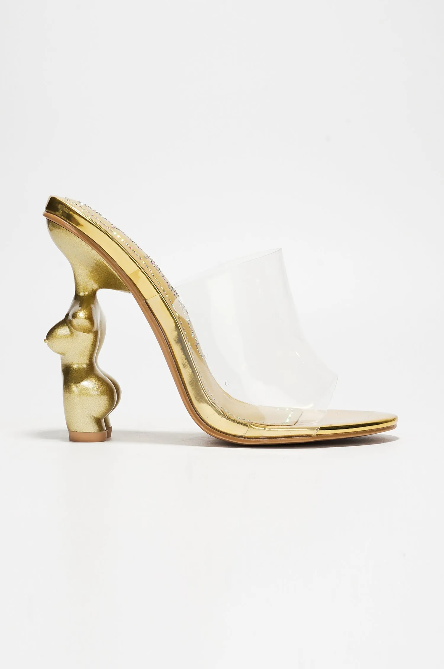 Bridi Clear Shaped Body Slip On Heels - Gold sold by Cape Robbin product image thumbnail 3