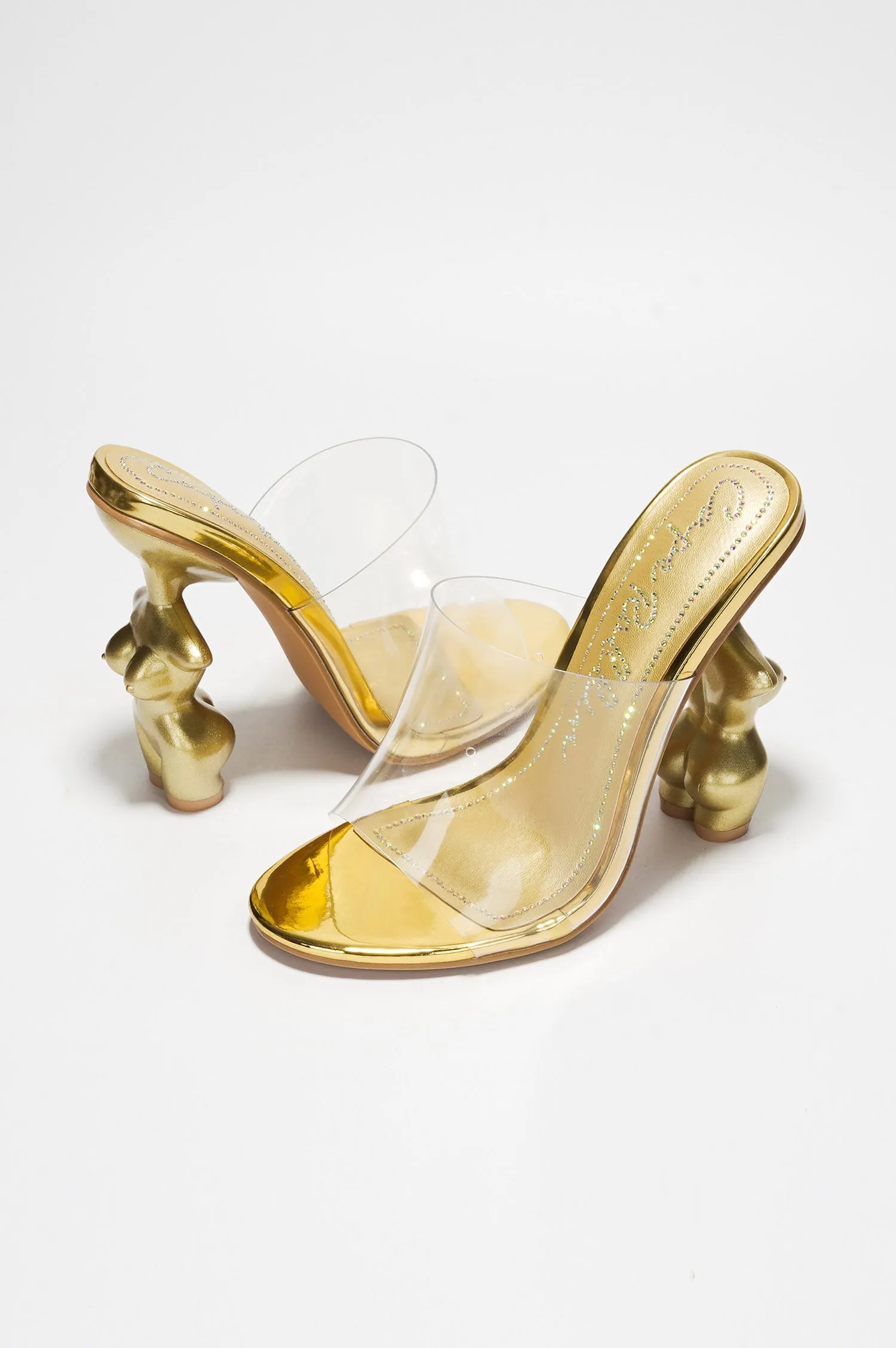 Bridi Clear Shaped Body Slip On Heels - Gold sold by Cape Robbin product image thumbnail 2