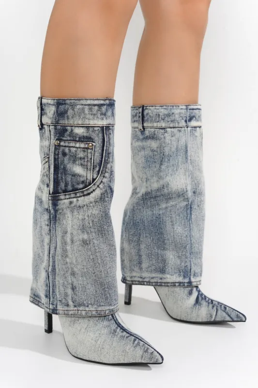 Lompoc Zebra Print Fold-Over High Heel Booties sold by Cape Robbin