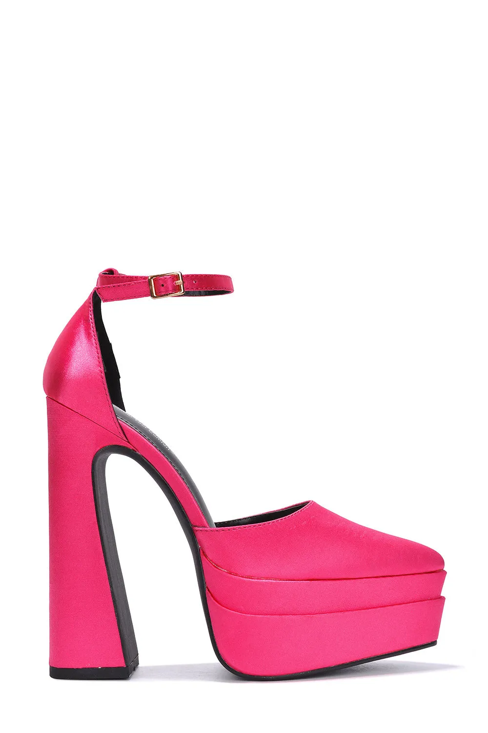 Snow White Pointy Toe Platform Block Heels - Fuchsia sold by Cape Robbin product image thumbnail 2