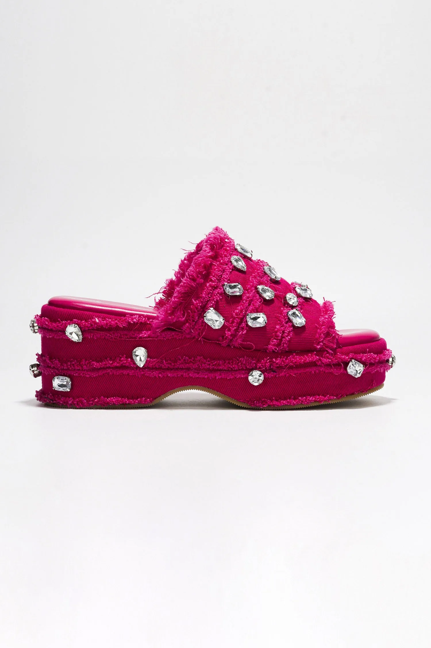 Magnollia Raw Hem Rhinestone Platform Sandals - Pink sold by Cape Robbin product image thumbnail 3